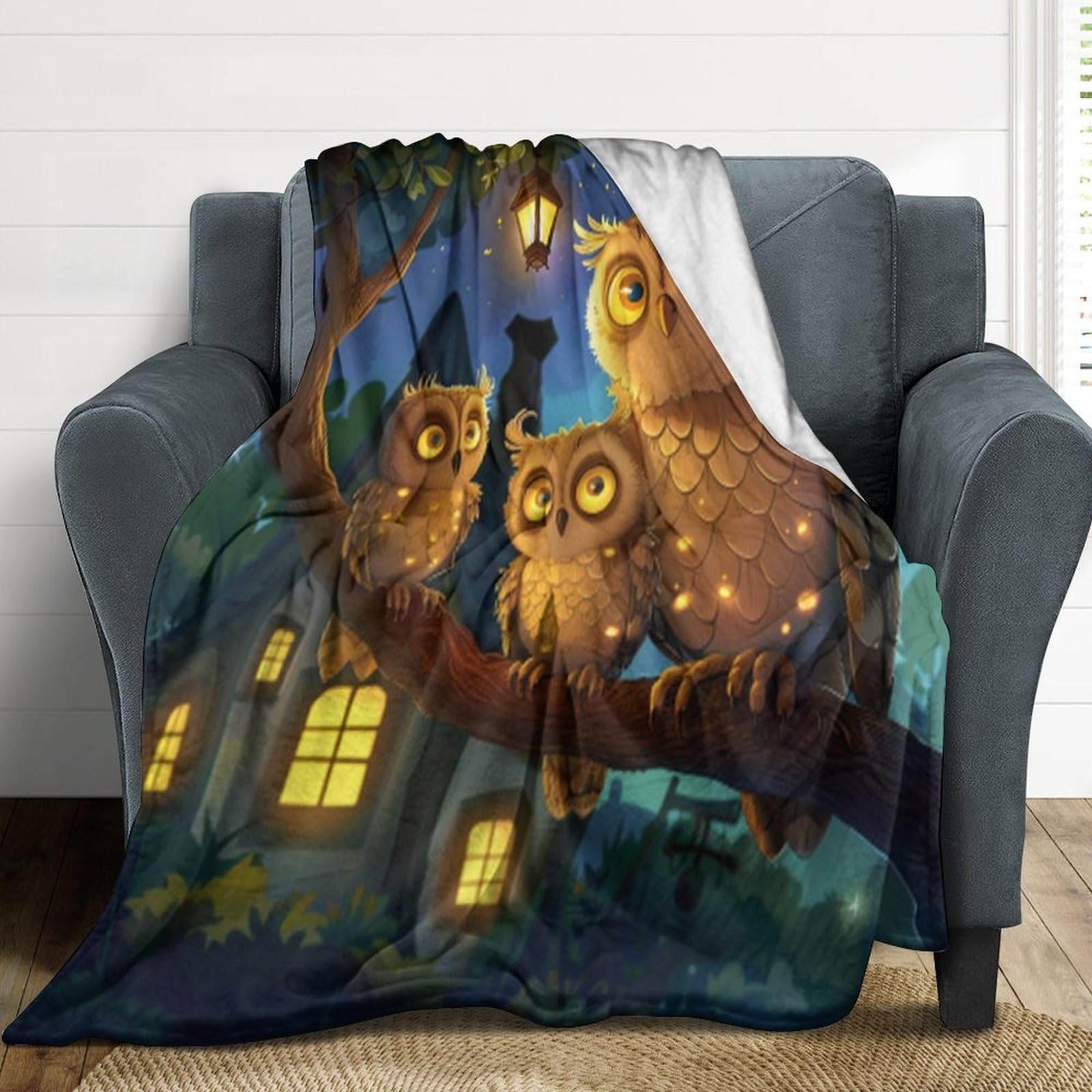 Couverture hibou douillette pour soirées cocooning et moments de détente au salon