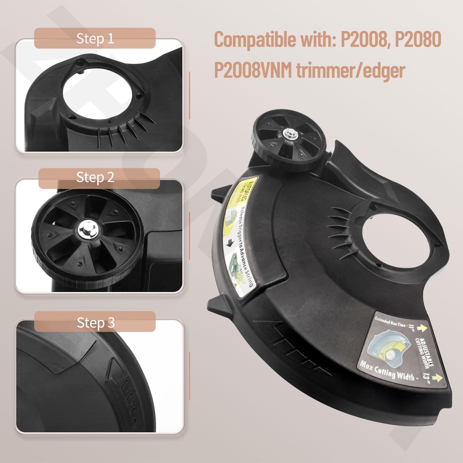 35112200 - Conjunto de protector de corte de cuerdas compatible con recortadora/bordeadora R-yobi P2008 P2080 P2008 Vnm