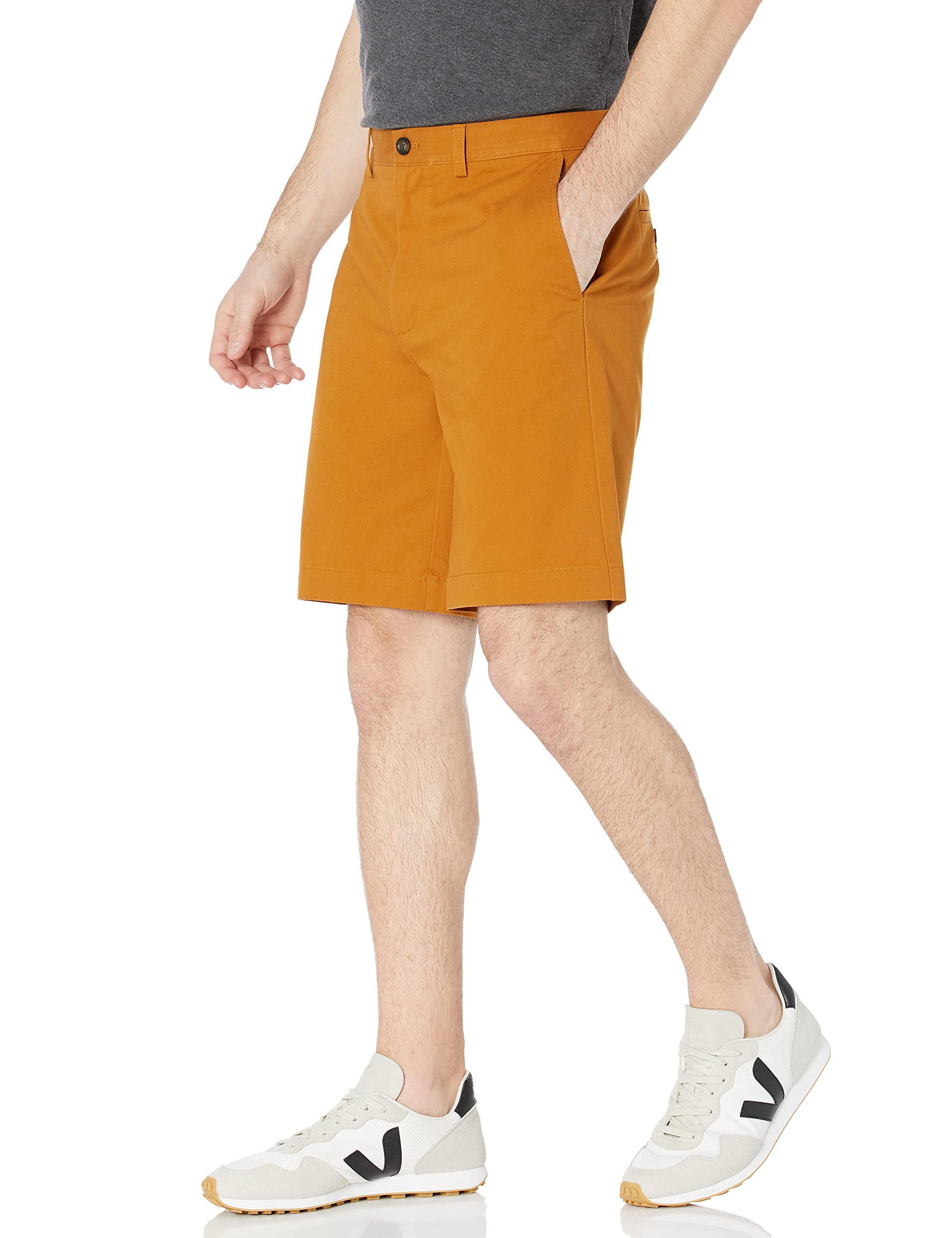Amazon Essentials Men's Classic-Fit 9" Cotton Twill Chino Shorts with Button-Through Pockets, Nutmeg, 32