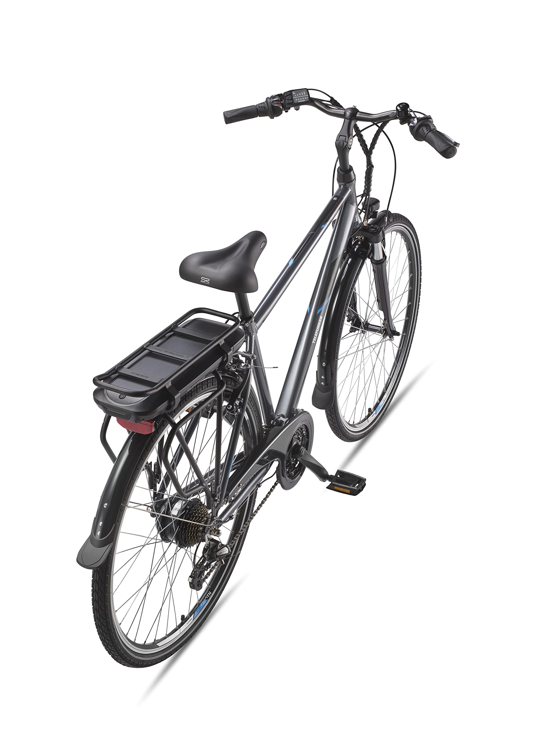 TELEFUNKEN E-Bike 28 Zoll für Damen & Herren | Trekking-Fahrrad mit 21-Gang Kettenschaltung | Elektrofahrrad mit 250W Hinterradmotor und Li-Ion-Akku | Pedelec mit V-Bremsen und LED-Beleuchtung