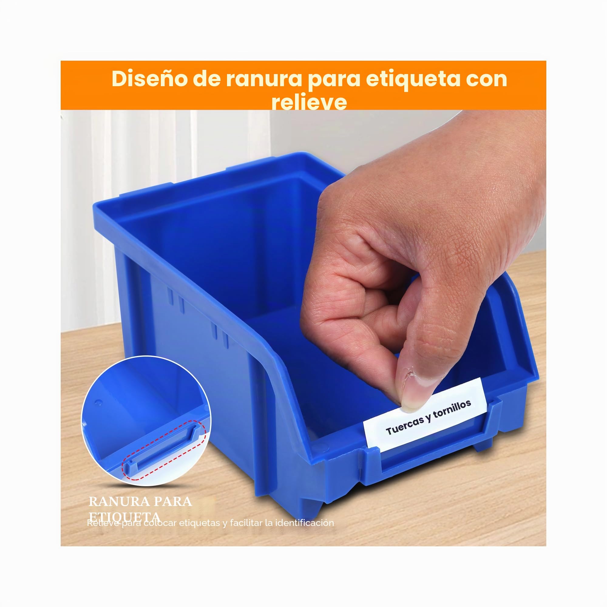 MaxWorks 80694 80694-Estante de Montaje en Pared contenedores para Tus Tuercas, Pernos, Tornillos, Clavos, Cuentas, Botones, Otras Piezas pequeñas, Azul y Rojo, 30 Bin