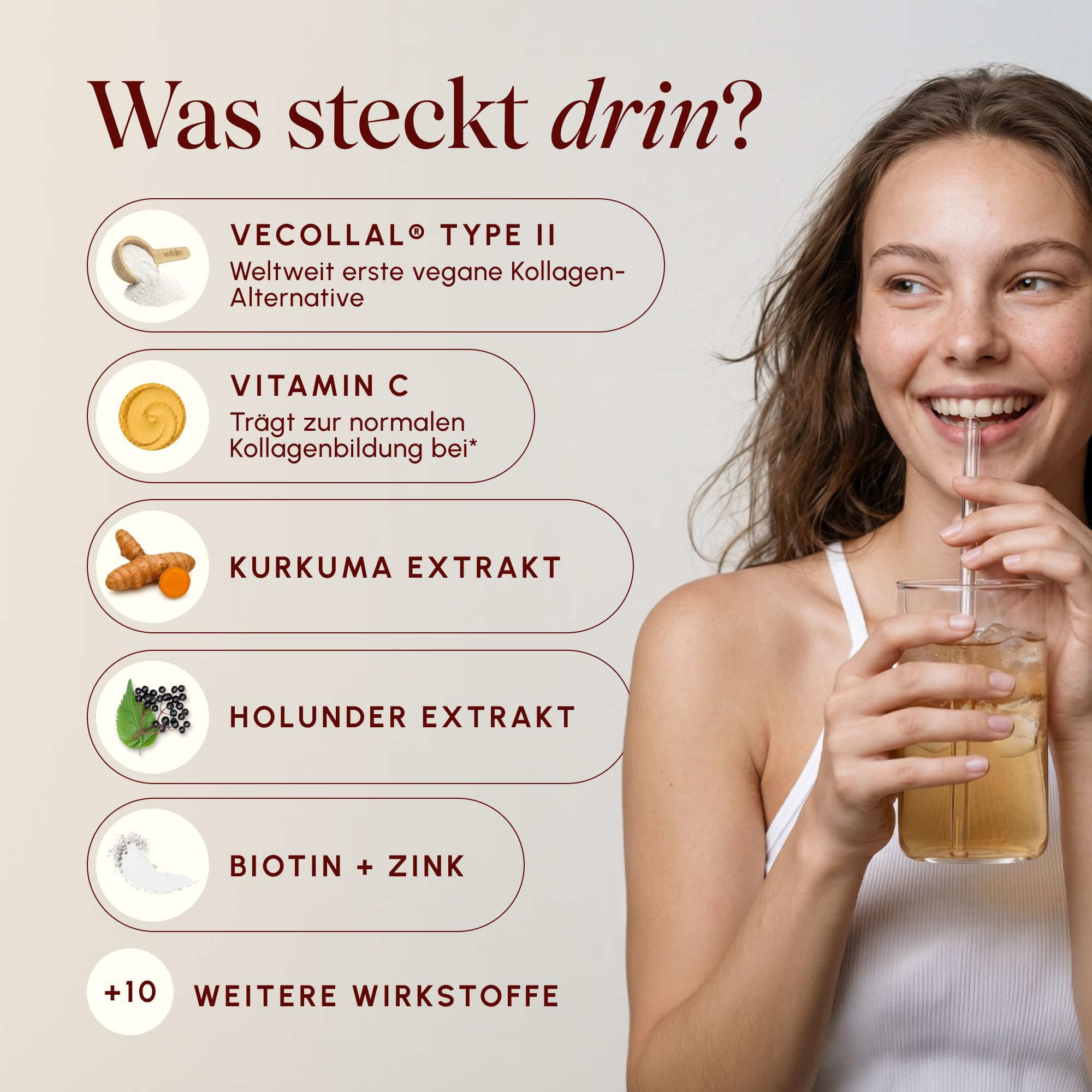 VETAIN Colágeno vegano tipo 2 [300 g] – Con VeCollal, cúrcuma, vitamina C, zinc y biotina, para huesos y articulaciones, sin azúcar añadido, producido en Alemania, sabor a vainilla