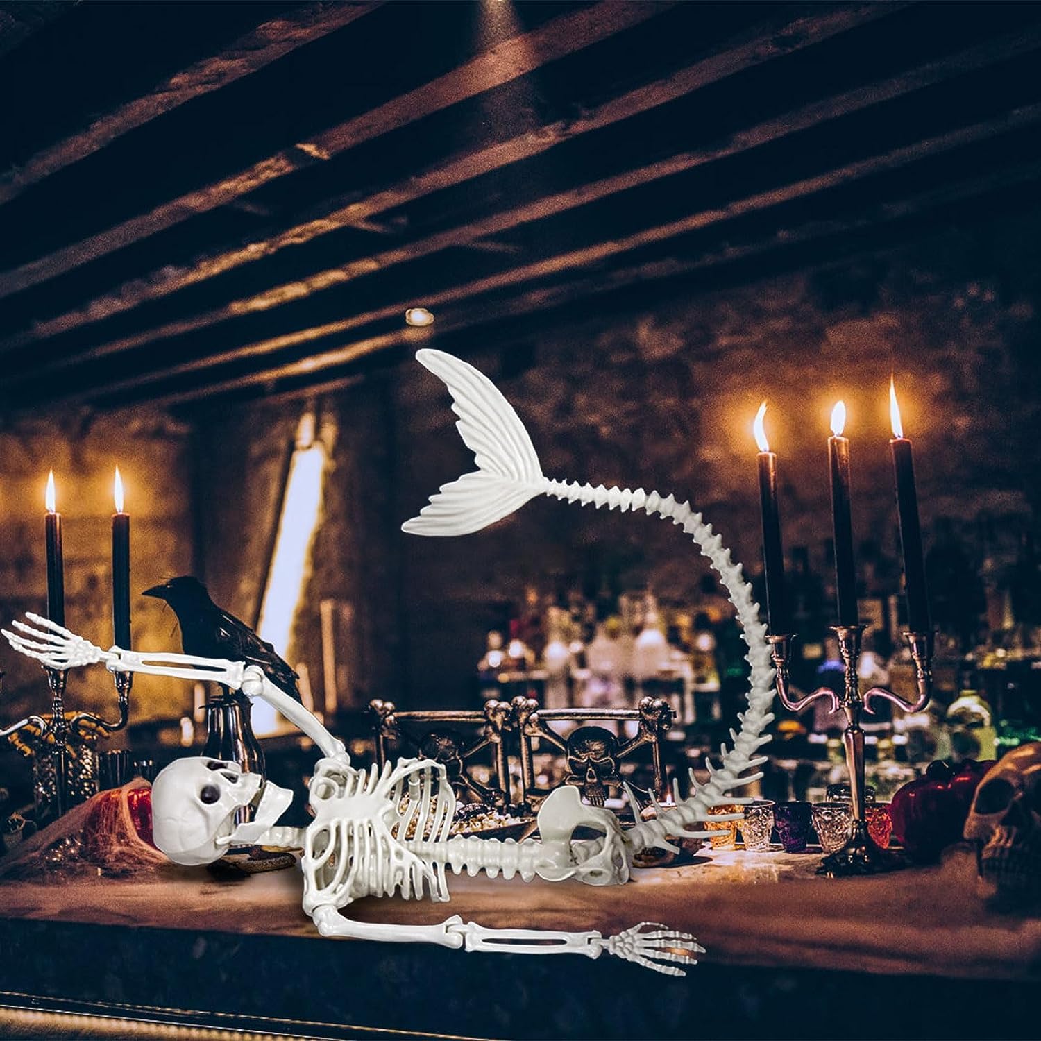 3er-Set Meerjungfrau-Skelette Für Halloween – 40,6 Cm, Wetterfest, Gruselige Deko Für Garten & Party