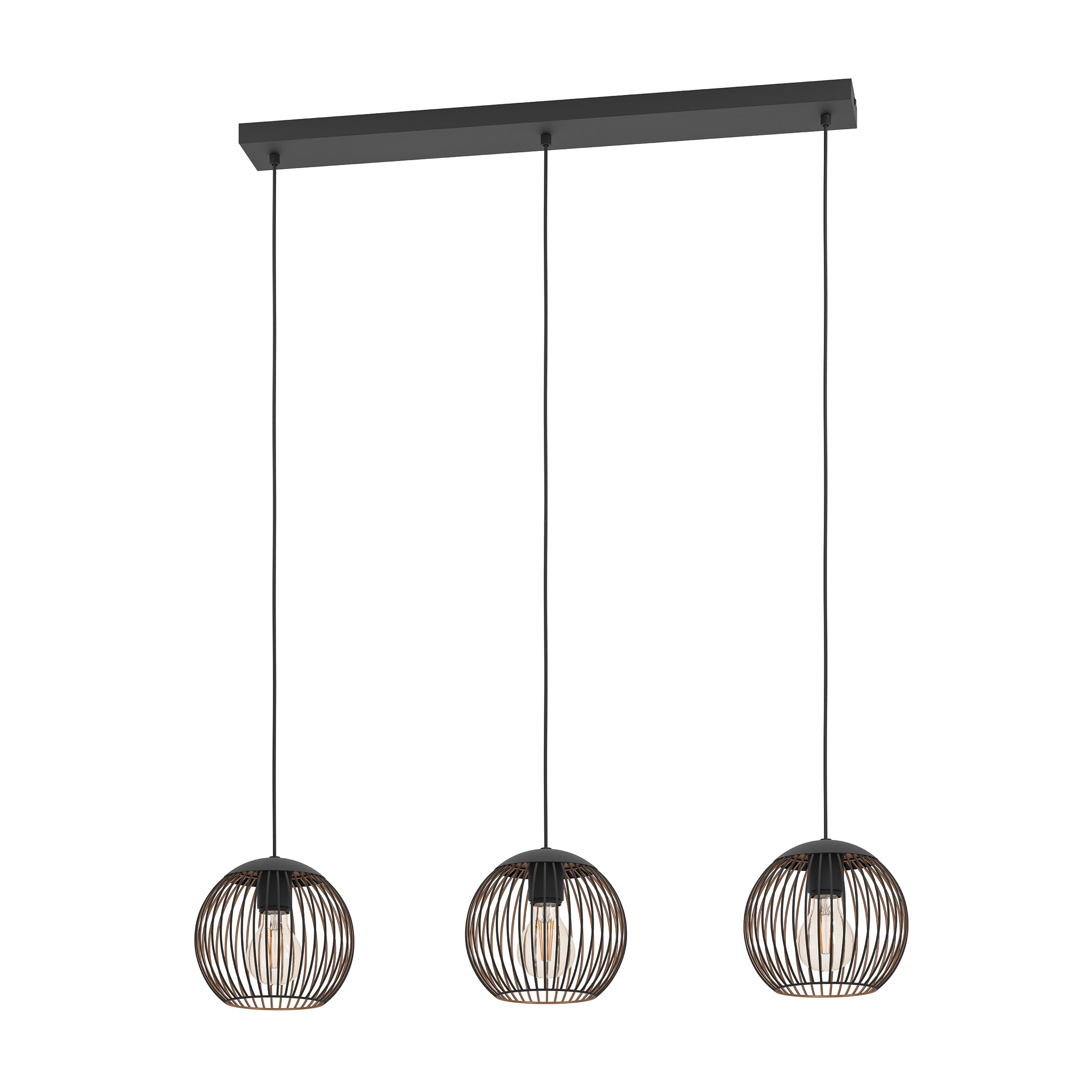 Eglo Pendant Lighting Almanzora, 3-Light Hanging lamp for Dining Table, Ceiling Light Fitting Living Room, Black and Copper Coloured Metal, E27 Socket, 90 cm โ image 1