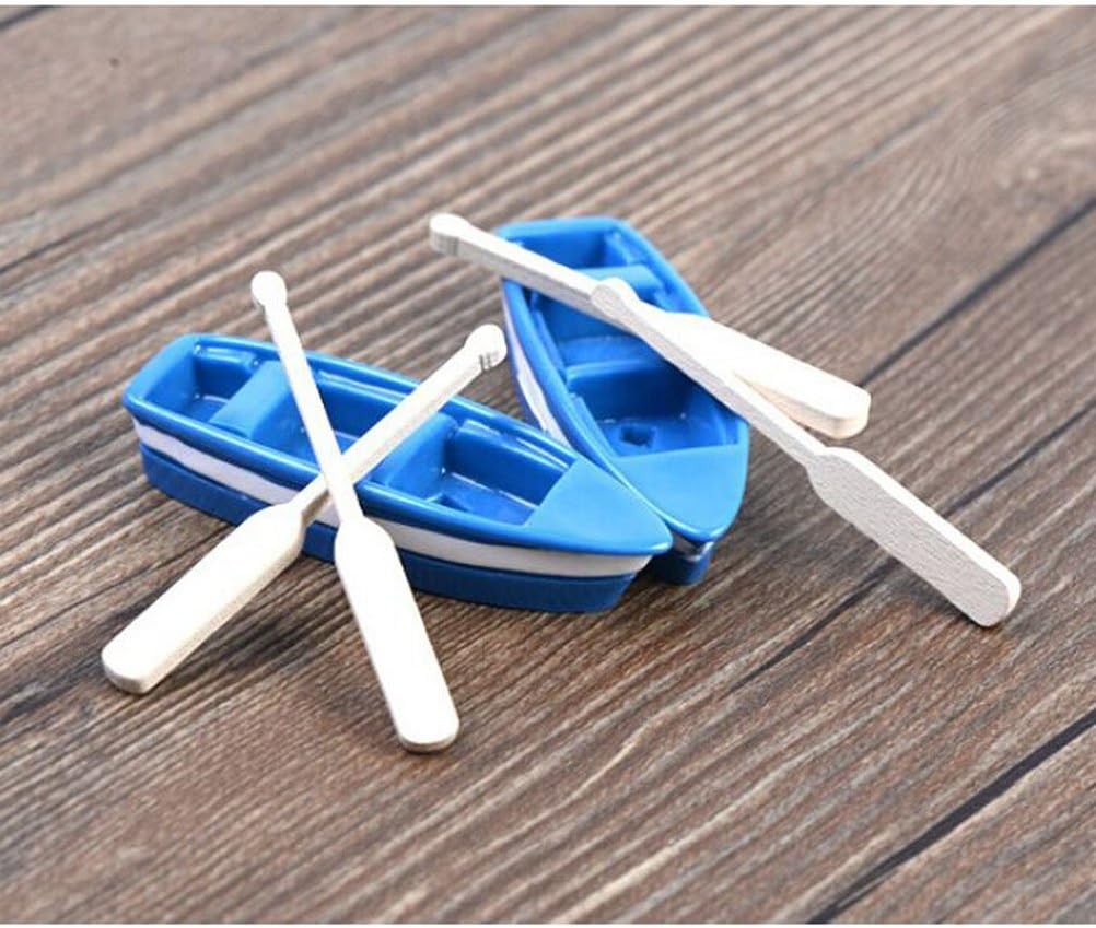 ROSENICE Mini Fishing Boat Miniature Moss Micro Landscape Boat Ornaments,2 Sets - Image 5