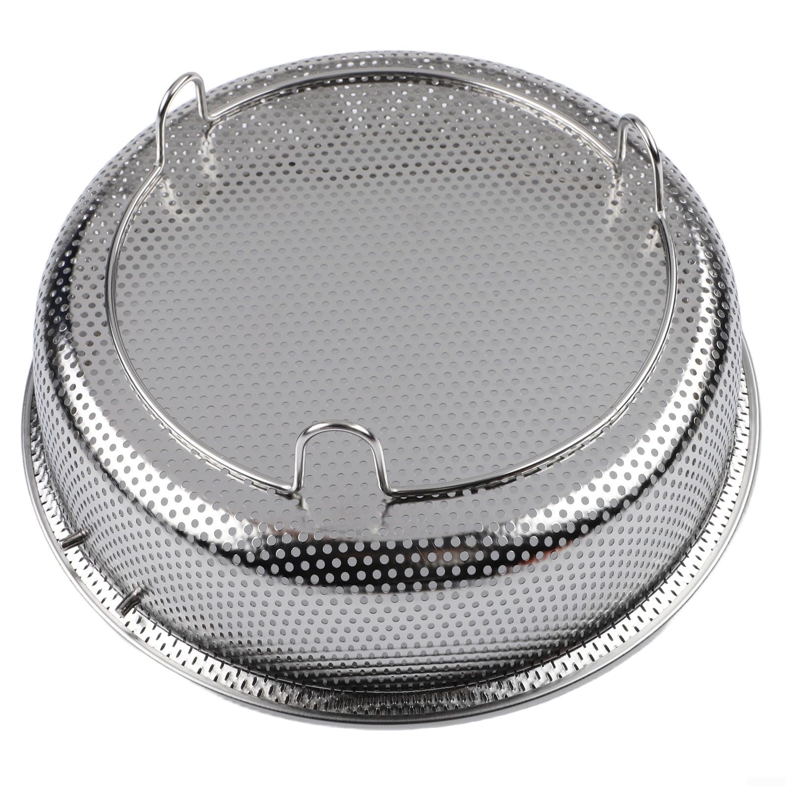 Cesta de vapor de acero inoxidable para olla arrocera en varios tamaños con patrón de agujeros densos y mango ergonómico para elevación segura (extragrande)