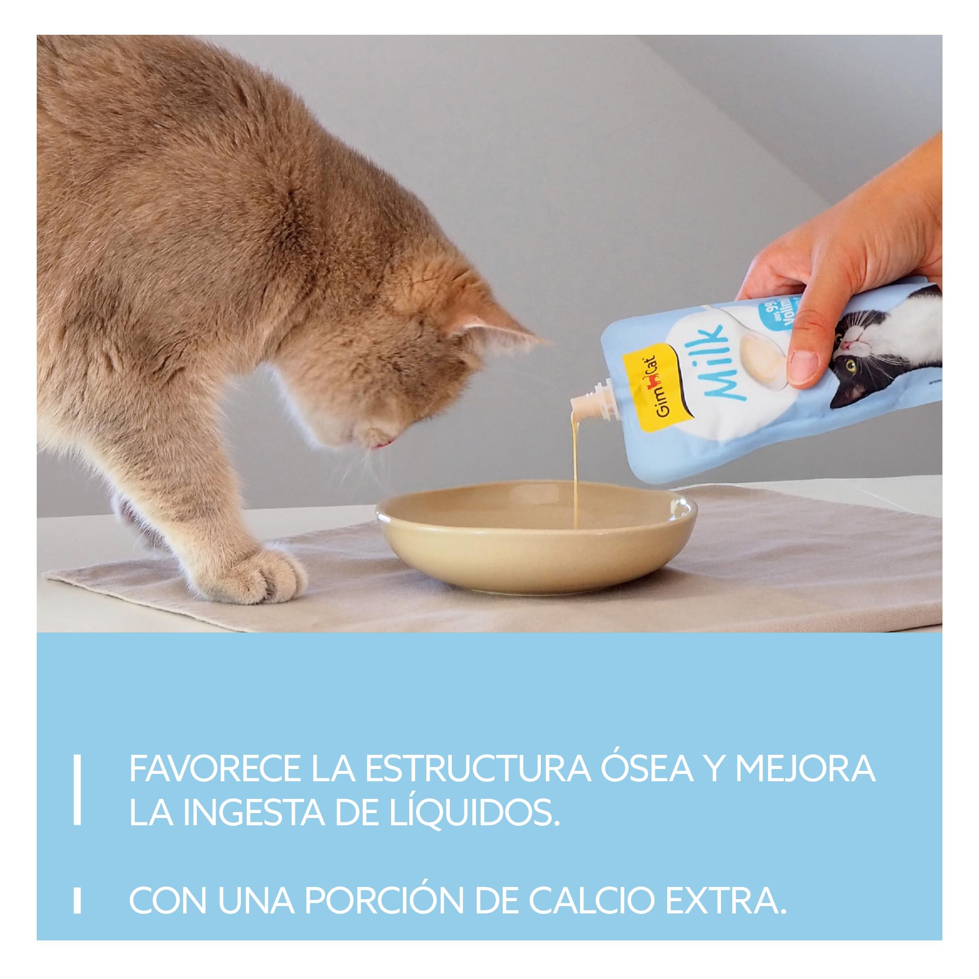 GimCat Milk - Leche para gatos de auténtica leche entera con contenido reducido de lactosa y con calcio para unos huesos sanos - 1 bolsa (1 x 200 g)
