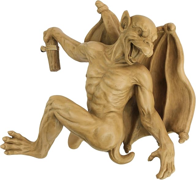 Design Toscano NG832115 Gaston the Gothic Gargoyle Climber Hanging Statue, Medium, 33 cm, Polyresin, Gothic Stone