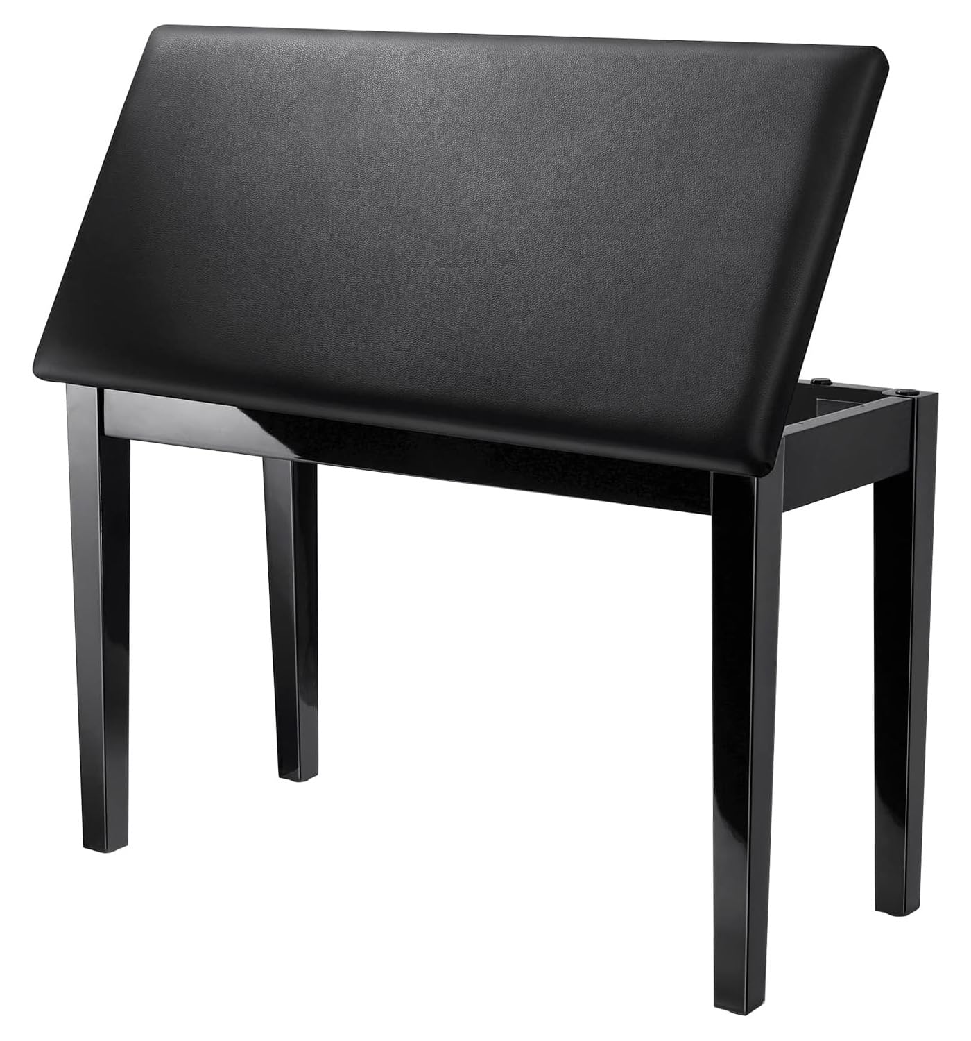 XMikeDuet Piano Bench with Storage,Double Seat Electronic Keyboard Bench,Iron Leg Piano Stool with Bookcase,Digital/Electric Piano Chair Seat with Thickened Sponges PU Leather Padded Cushion - Black