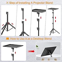 Vista 8 de OUKMIC Soporte para proyector de 26 a 54 pulgadas, trípode plegable para portátil con altura ajustable, soporte de trípode portátil