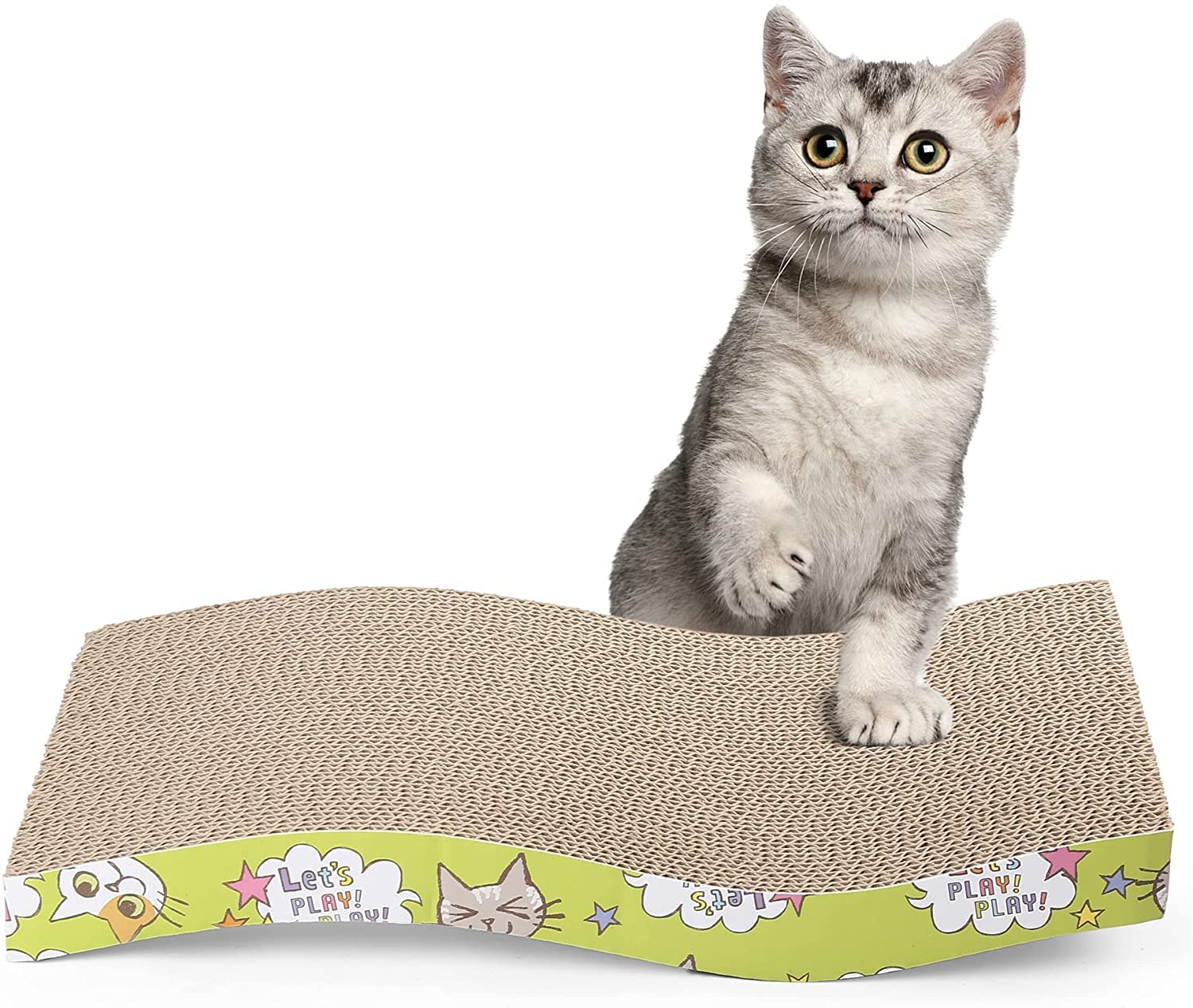 Emily Pets Cat Scratcher Cardboard 2 in 1 Reversible Scratching Pad Recyclable Corrugated Scratch Toy with Wave Shape Cat Scratch Lounge for Furniture (B09R9LDBT2) Amazon Price History, Amazon Price Tracker