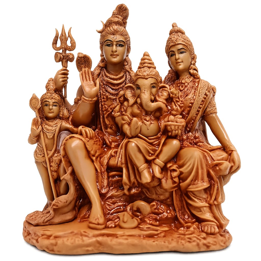 VINART Shiv Parivar 6 Inches Idol Perfect for Puja Ghar | Drawing Room | House Warming | Gifting 6.5 X 12 X 15 Cm Brown, Religious-image-18