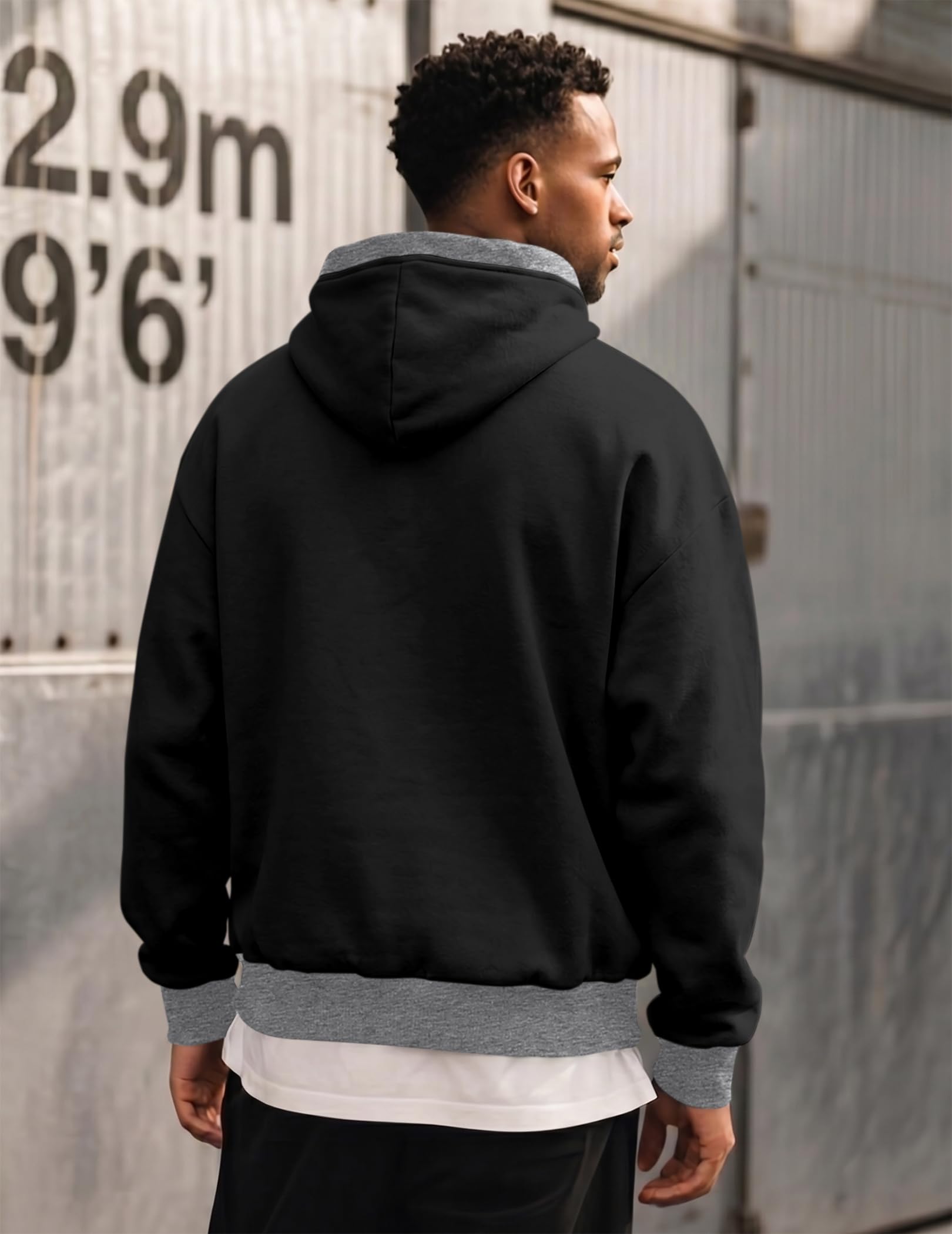 JMIERR Hommes Hoodies Sweat Casual Manches Longues Cordon Plaid Jacquard Pull À Capuche avec Poche À Fermeture Éclair