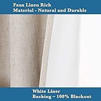 Vista 5 de H.VERSAILTEX - Cortinas opacas duraderas con textura gruesa, de 100 % de lino, cortina para puerta de patio, con ojales antioxidantes, panel