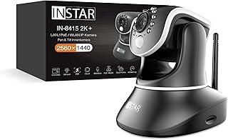 INSTAR IN-8415 2K+ schwarz - LAN/PoE/WLAN Überwachungskamera mit KI (AI) - steuerbare IP Kamera - WPA3-2,4 und 5Ghz WiFi - Verwendung im Innenbereich - PIR - PTZ - HomeKit - MQTT
