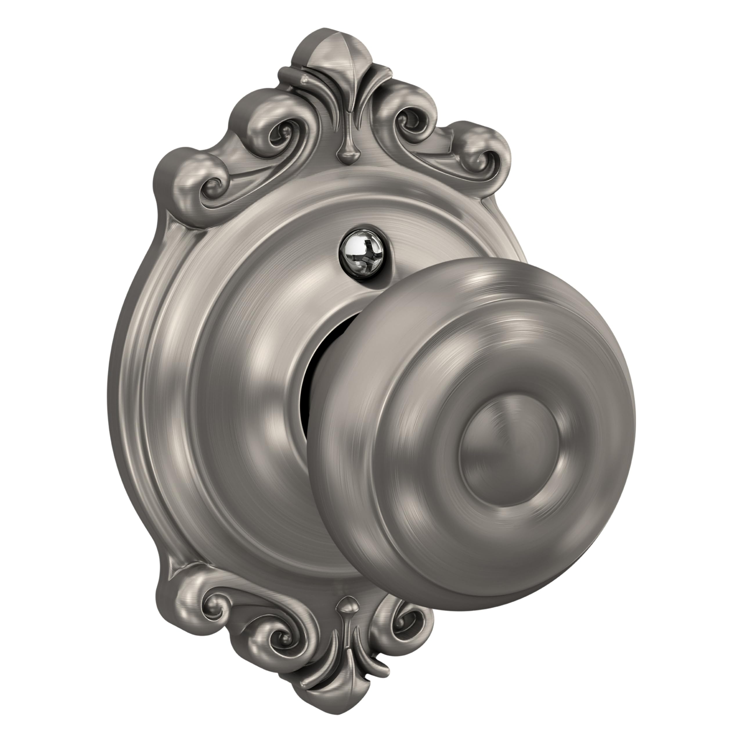 SCHLAGE Georgian Non-Turning Dummy Door Knob, Brookshire Trim, Satin Nickel