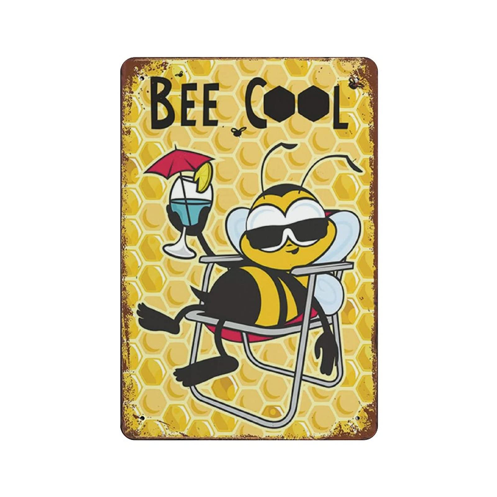 rayprint Bee Cool Vintage Iron Home Bar Wall Decor Art Print Poster Restaurant Decor 12x8in (30x20cm)