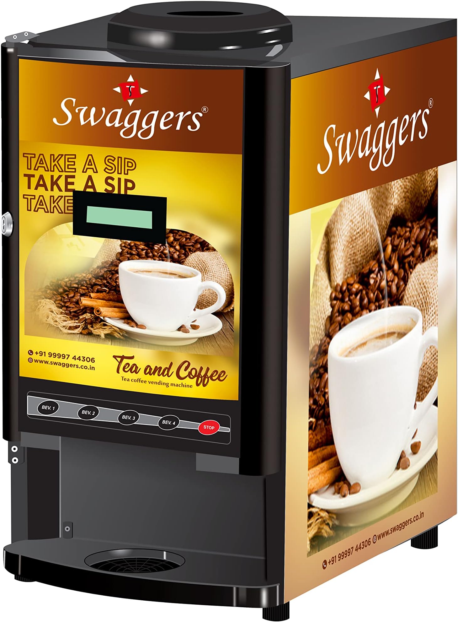 swaggers 3 lane Coffee/Tea Vending Machine For shops|offices|company|Factory, No Milk Required