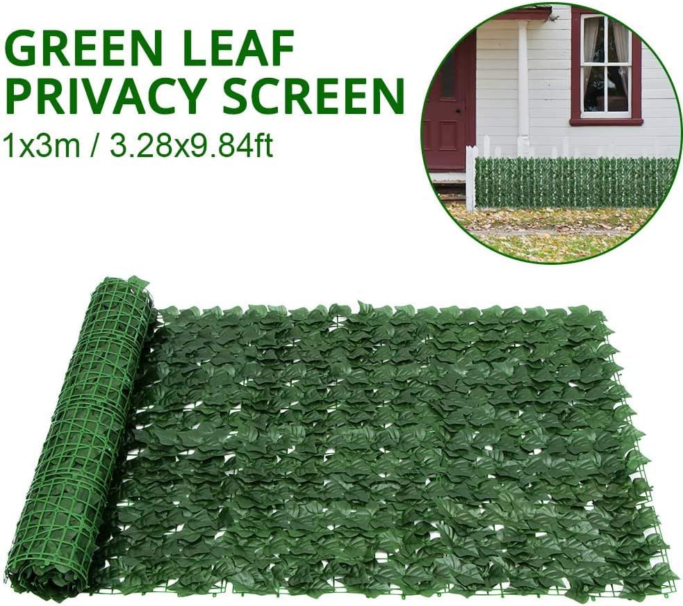 MYOYAY Artificial Ivy Leaf Green Hedge Roll 1m x 3m Screening Panels On Roll Privacy Garden Fence Decorative Artificial Ivy Fence Screen UV Fade Protected for Gardens Balcony and Terraces - Image 2