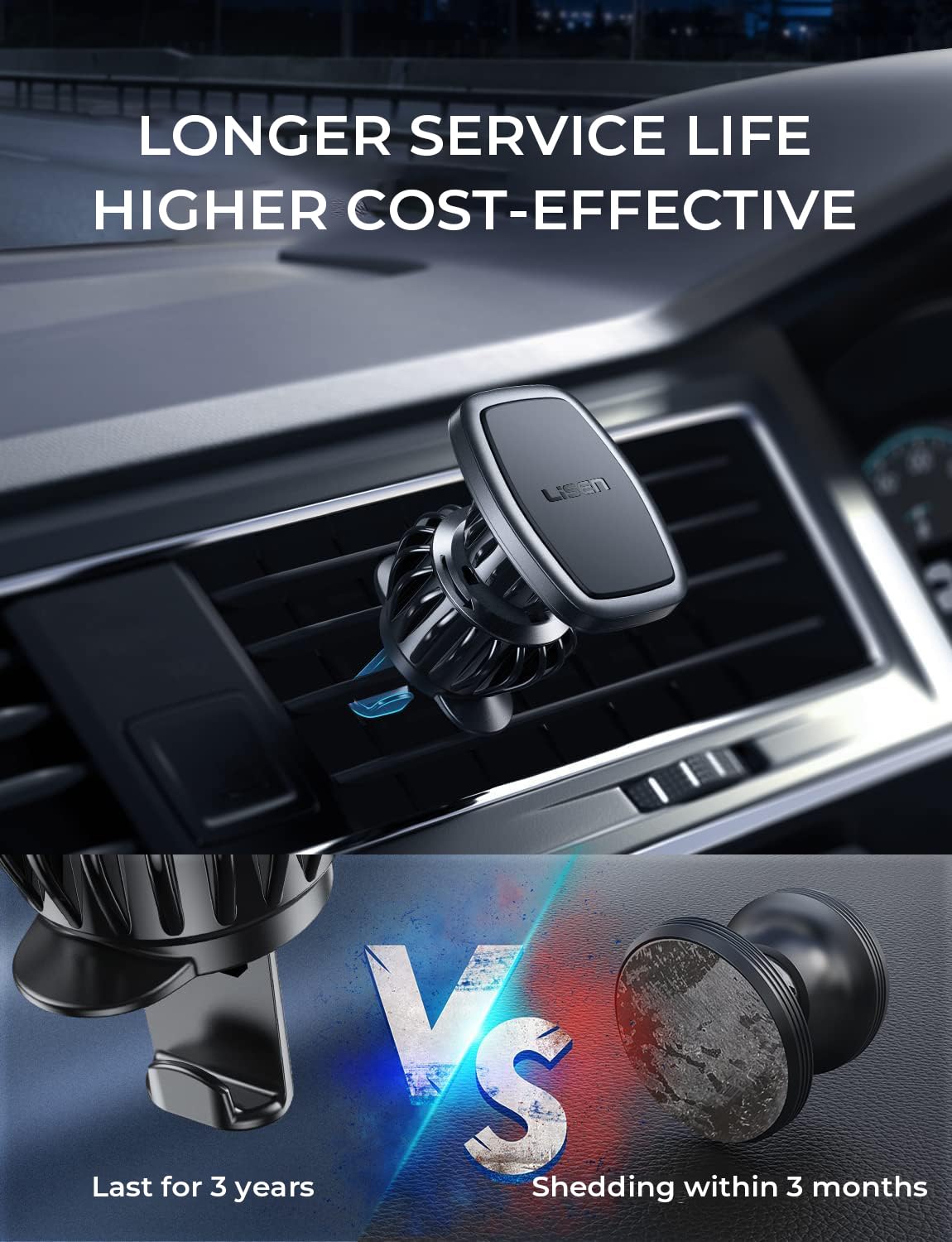 LISEN Porta Cellulare Auto Magnetico, 6 Calamita Supporto Magnetico Cellulare Auto, 3 Piastre Metalliche Portacellulare Auto, Universale con piastra in metallo Compatibile con iPhone Series, Samsung