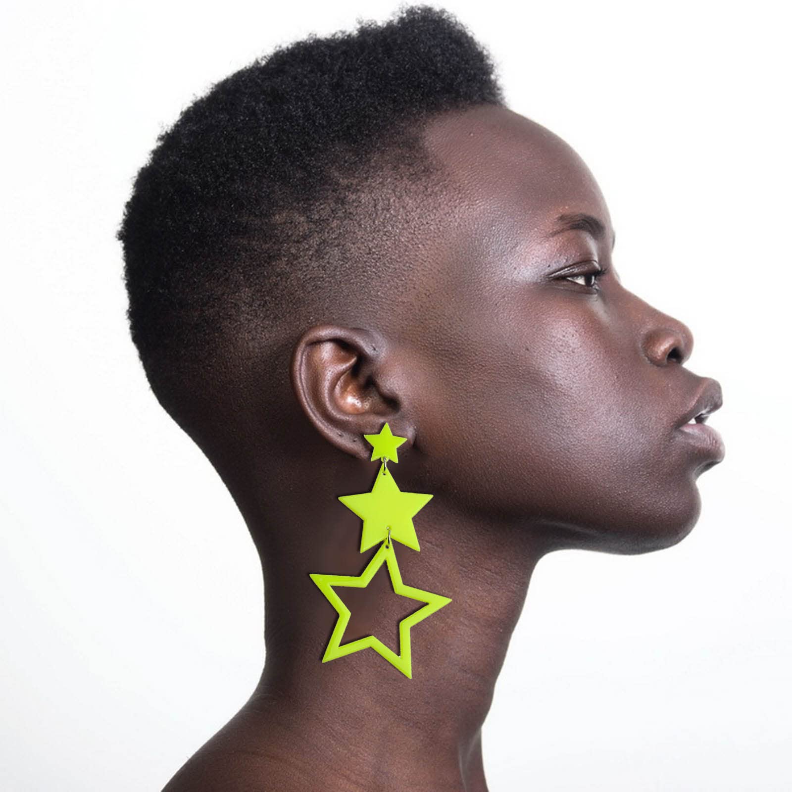 Orecchini Pendenti A Forma Di Stella In Acrilico, Colori Neon (giallo, Arancione, Verde, Nero, Rosso), Per Matrimoni E Feste