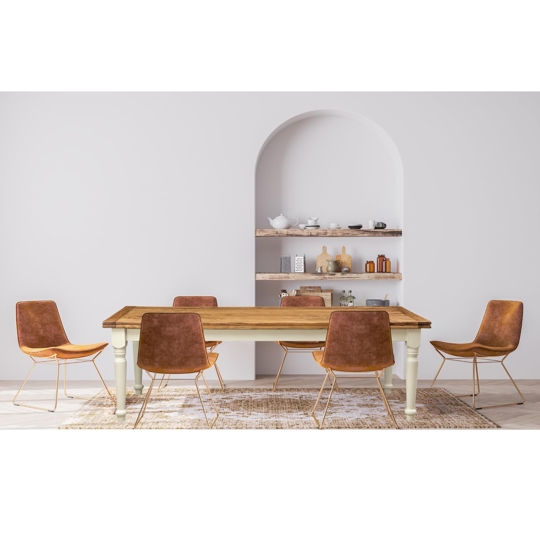 Biscottini Stół rozkładany do jadalni 220x100 cm | Stół kuchenny z litego drewna