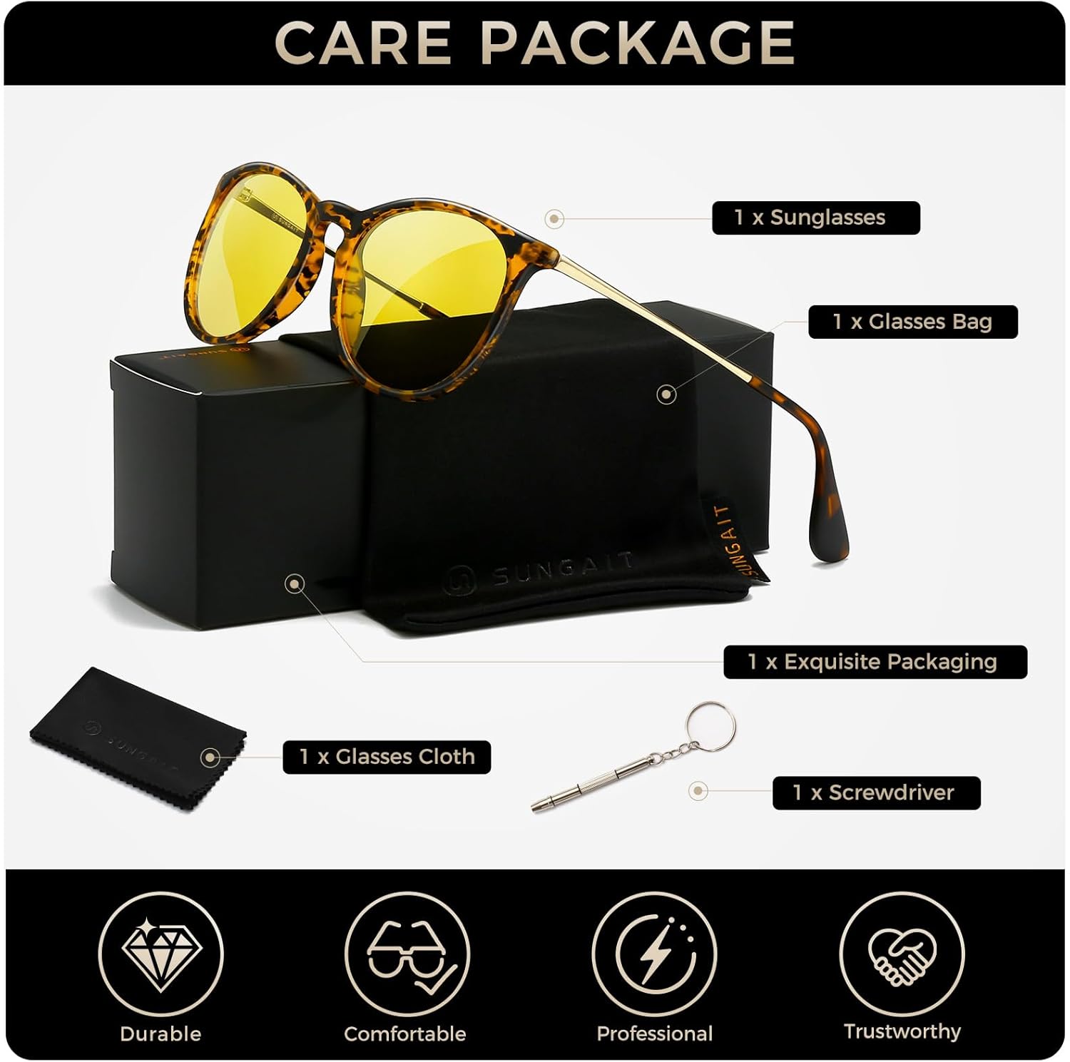 SUNGAIT Premium Vintage Round Sunglasses for Women Men Classic Retro Trendy Style - Image 6