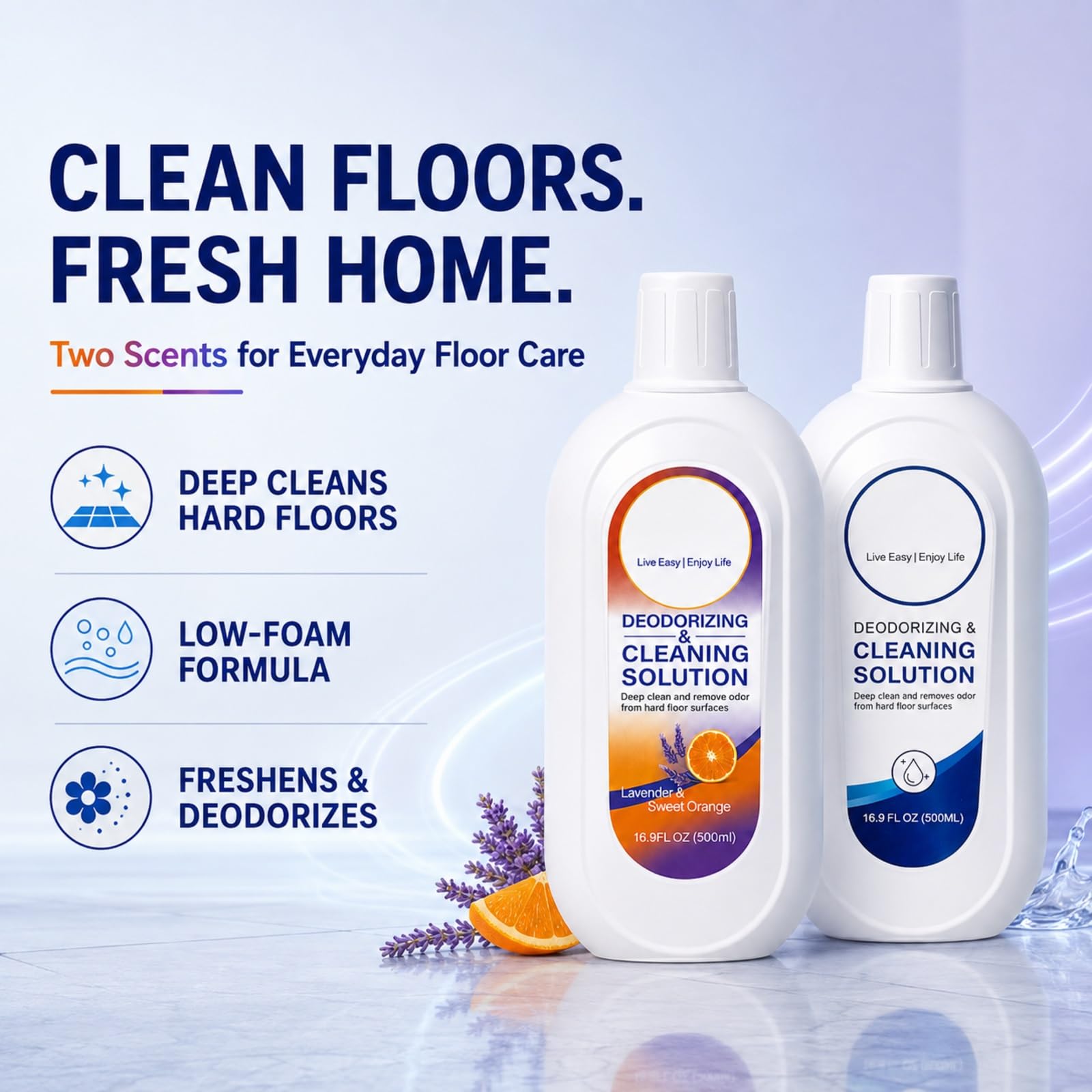 Detergente per Lavapavimenti, Compatibile con Tineco, 4 x 500 ml | Compatibile con iFLOOR e FLOOR ONE S3, S5, S6, S7 e S9 senza vapore; 4 flaconi da 500 ml, due profumazioni