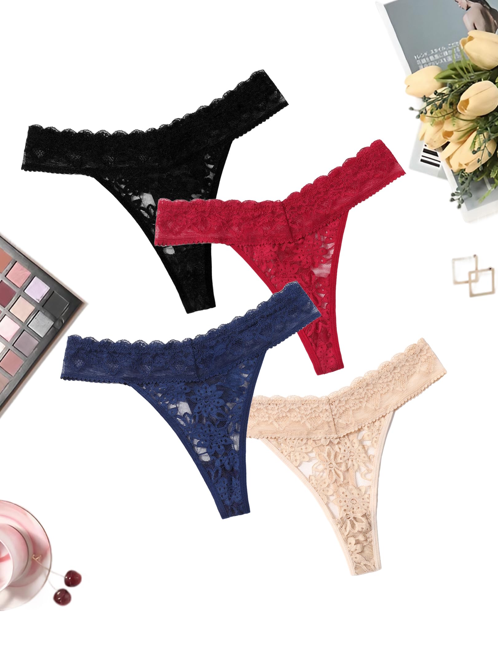 Avidlove Tangas de encaje sexy para mujer, ropa interior brasileña de cintura baja