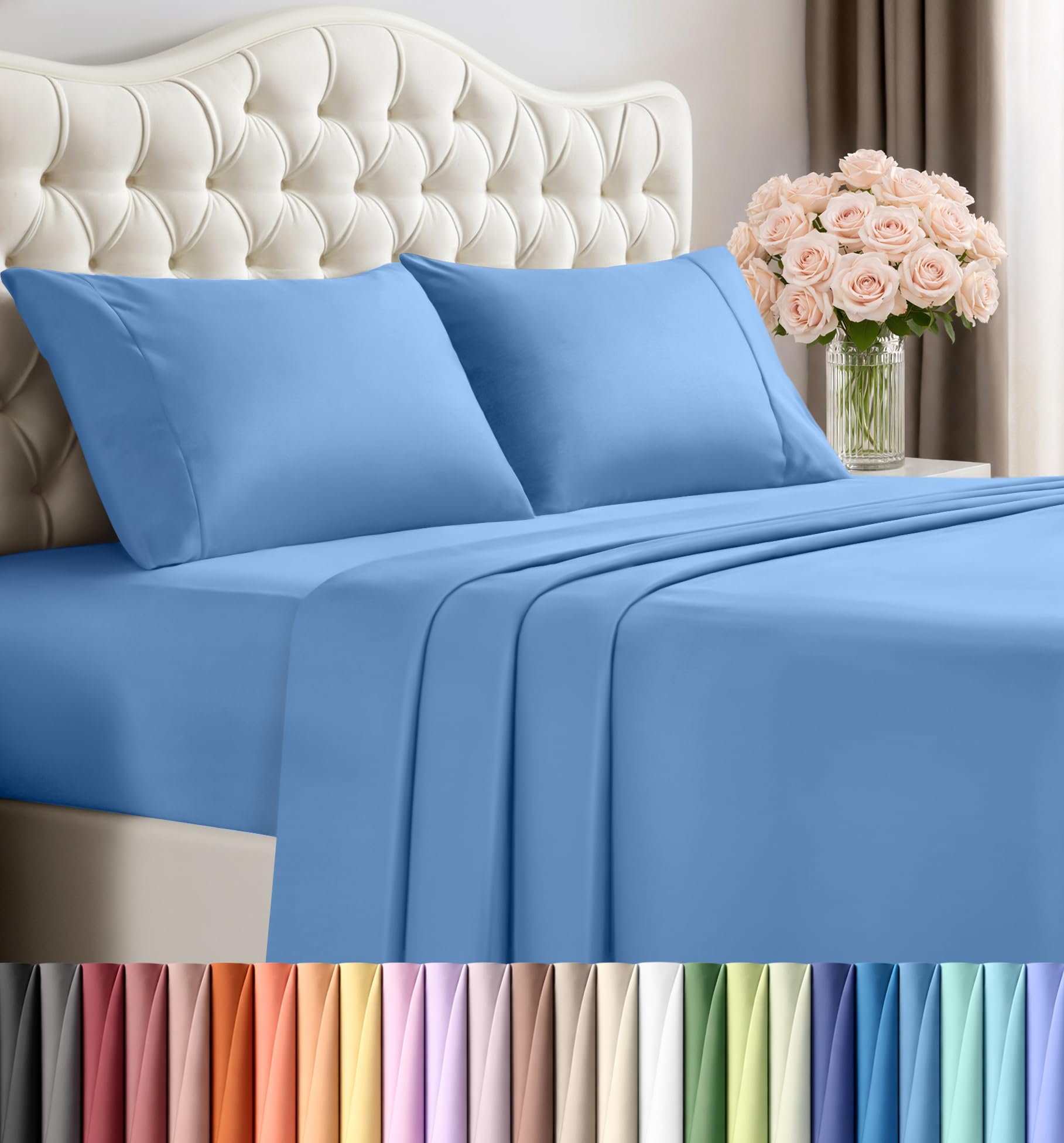 Utopia Bedding Queen Bed Sheets Set - 4 Piece Bedding - Brushed Microfiber - Shrinkage and Fade Resistant - Easy Care (Queen, Dutch Blue)