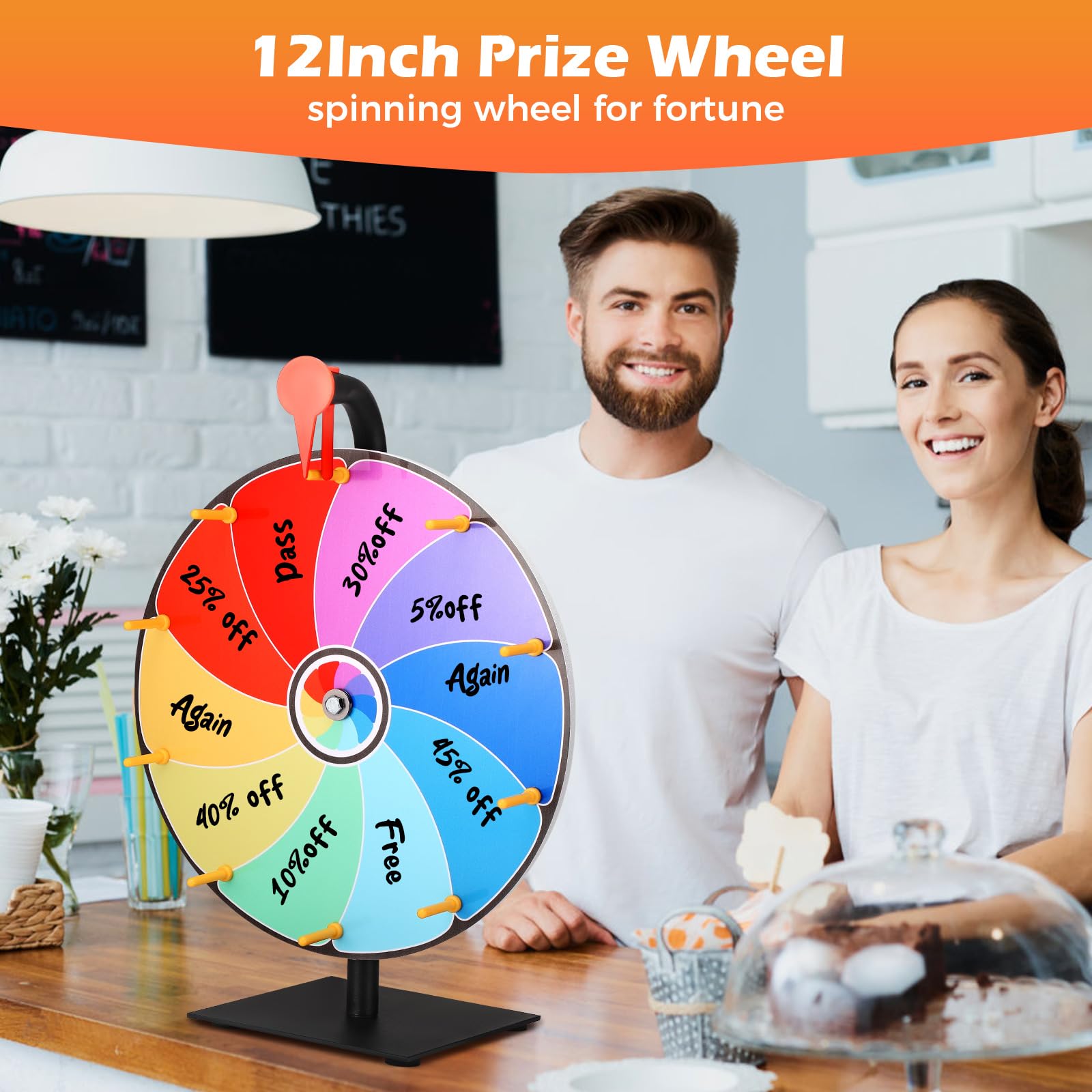 12 inch wiel in kleur voor muur of tafel, 10 sleuven, robuust, veranderbaar, voor gokken, carnaval en beurs, klassieke serie, 30 cm Prize Wheel