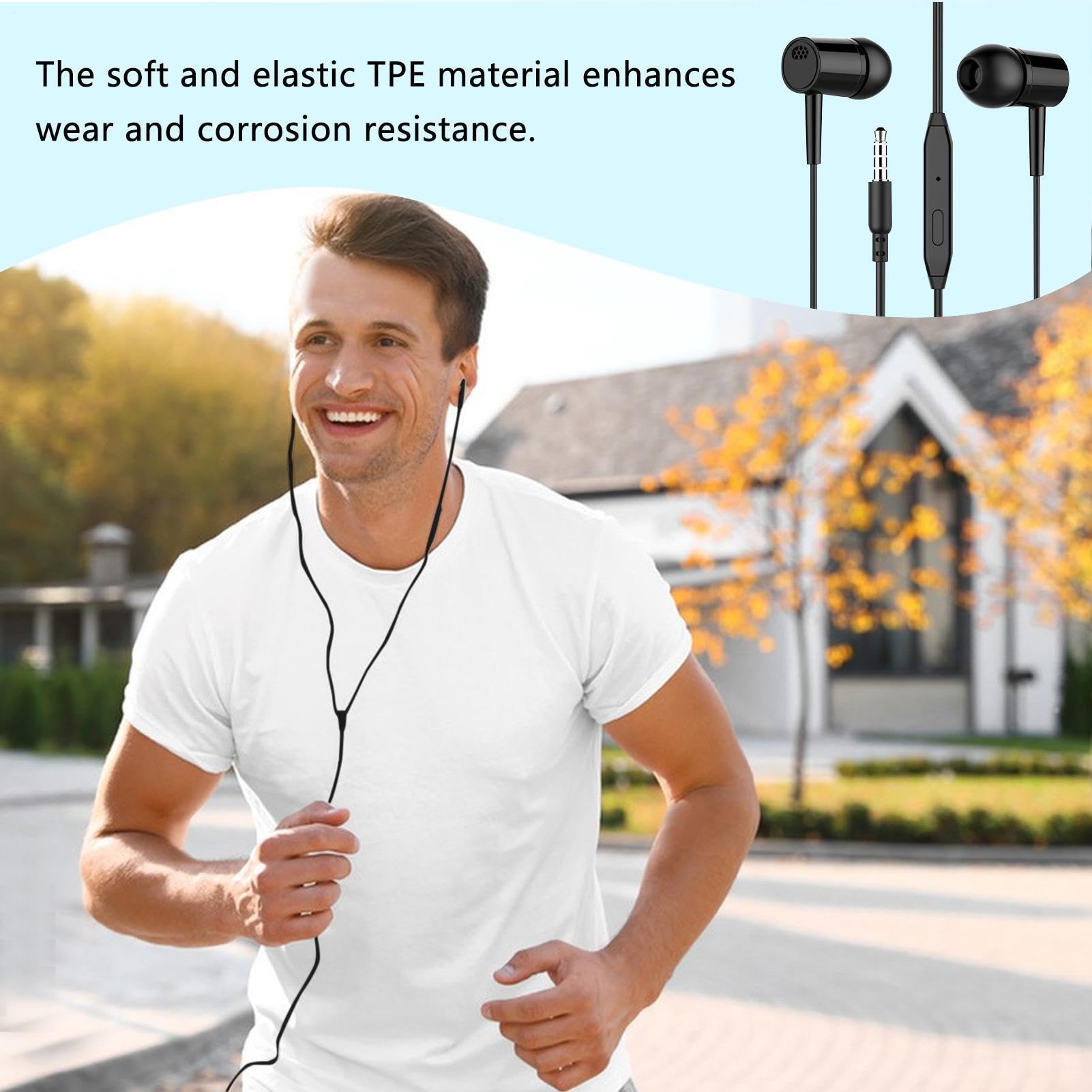 Auricolari con filo - controllo volume cavo auricolare | Cuffie auricolari con isolamento acustico e microfono. Cuffie ergonomiche suono chiaro e cavo stabile per chiamate musicali e uso quotidian