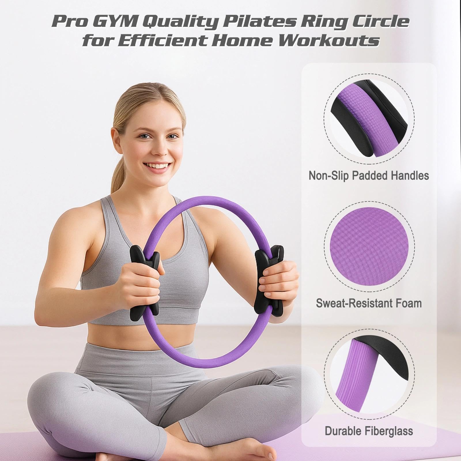 Pilates Set, Pilates Ball Pilates Ring Zubehör Set für Zuhause, Pilates Essential Kit für Frauen mit Yoga Ball, Yoga Ring, Pilatesring und Zubehör für Stretching und Fitness