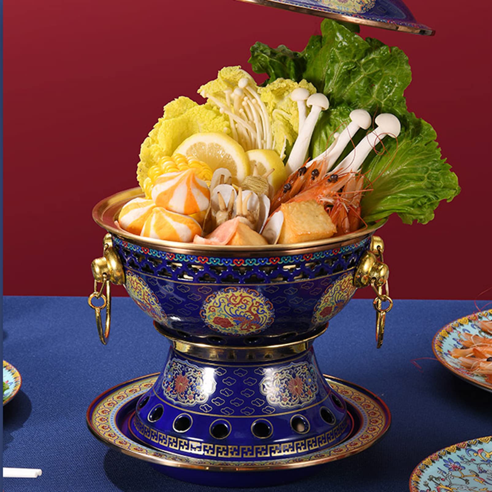 Chinesischer Eintopf Mini Alkohol Shabu Shabu Hot Pot, Fleisch Fondue Lamm Outdoor Kocher Picknickkocher Multifunktionaler Suppenkochgeschirr