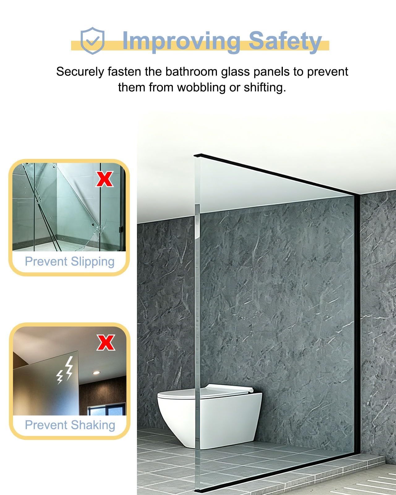 Profil Typu U do Szkła Aluminiowy Profil Typu F do Ścianek Szklanych | Dolny Profil Montażowy do Bezramowych Drzwi Prysznicowych Wpuszczany(Gray,L1.5m(4.9ft))