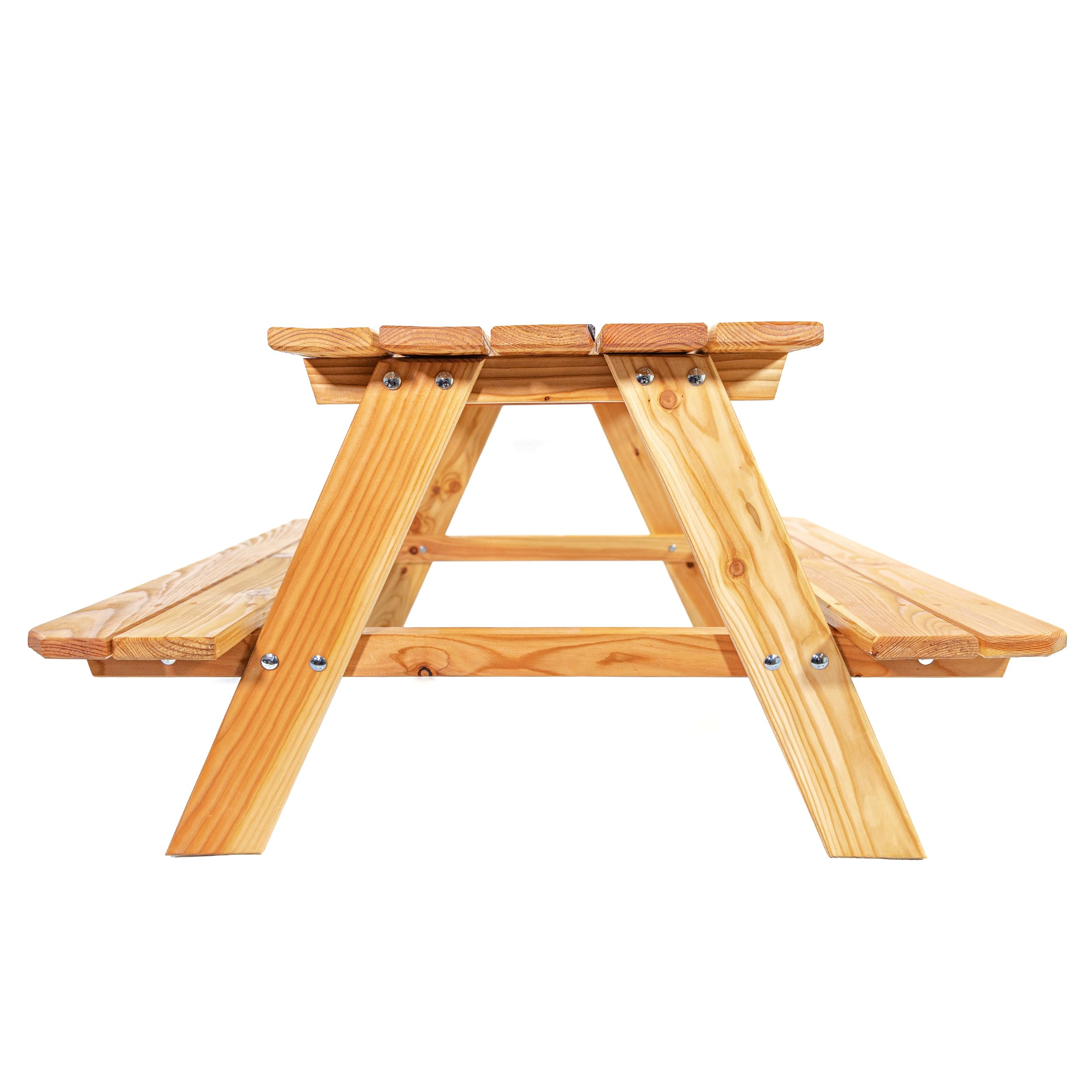 Lemodo Kinderpicknicktisch Natur Lärchenholz, Kindersitzgruppe Outdoor, Picknicktisch Kinder für Garten, Terrasse & Balkon, Sitzgruppe für Kinder, Kindertisch Holz, Gartentisch, Outdoor