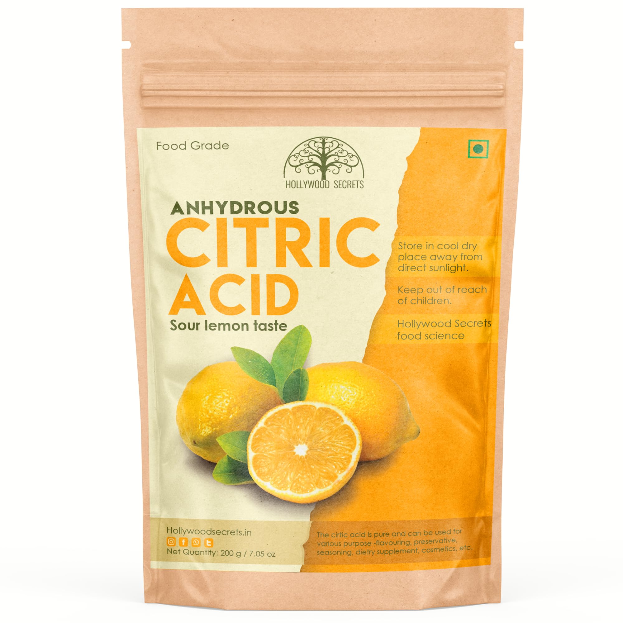 Hollywood Secrets 100% Citric Acid Powder Pure Grade Non-Gmo 200 Gms-image-22