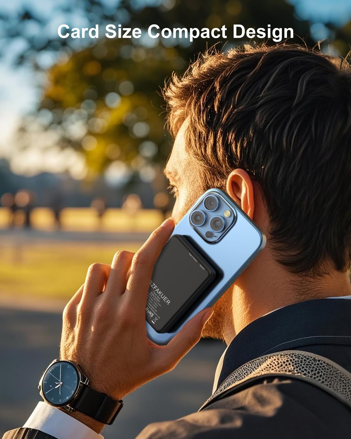 5000mAh Magnetic Portable Charger, Ultra Slim Magnetic Power Bank with USB-C Cable Compatible with iPhone 16/15/14/13/12 Series Black image 4 of 8 B0DZ76XYW7