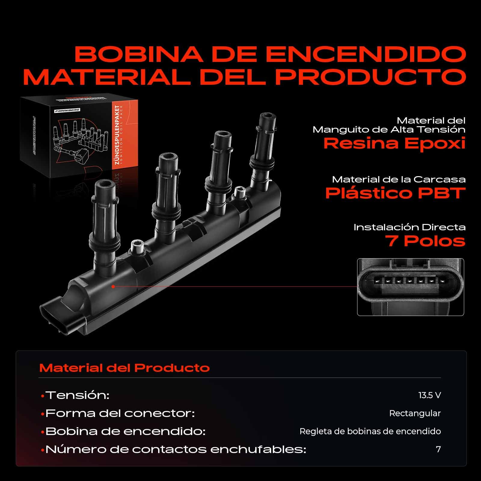 Frankberg Módulo de encendido bobina de encendido 55579072 | Compatible con: Corsa D S07, Aveo Hatchback T300, Ampera R12, Cascada W13, voltio, Astra J P10, Corsa E X15