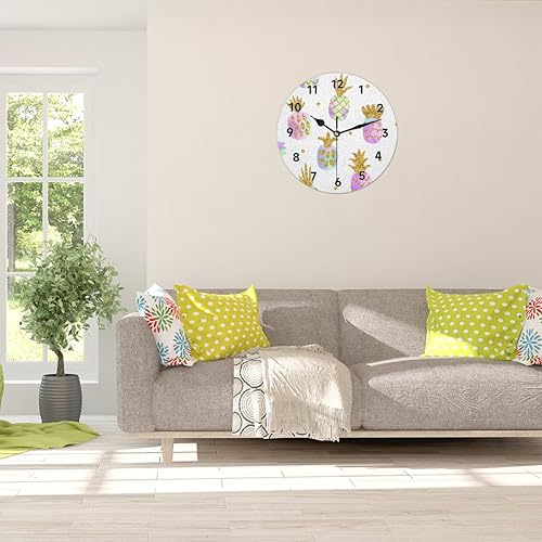 Miniatura 3 de Reloj de pared de piña degradado dorado con pilas, silencioso, sin tictac, moderno, para sala de estar, hogar, oficina, dormitorio, cocina, reloj de