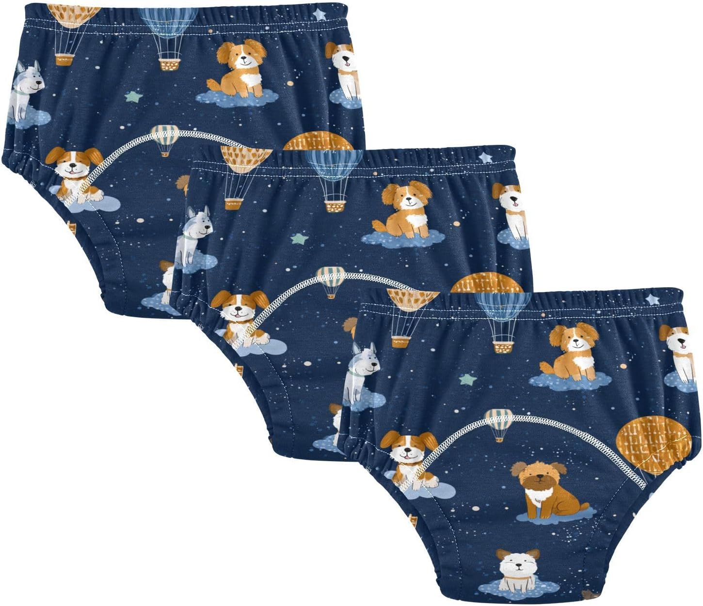 Baby Girls Toilet Training Pants Absorb Water Anime Dogs Air Balloon Dark Blue Nighttime Training Underwear Sleep