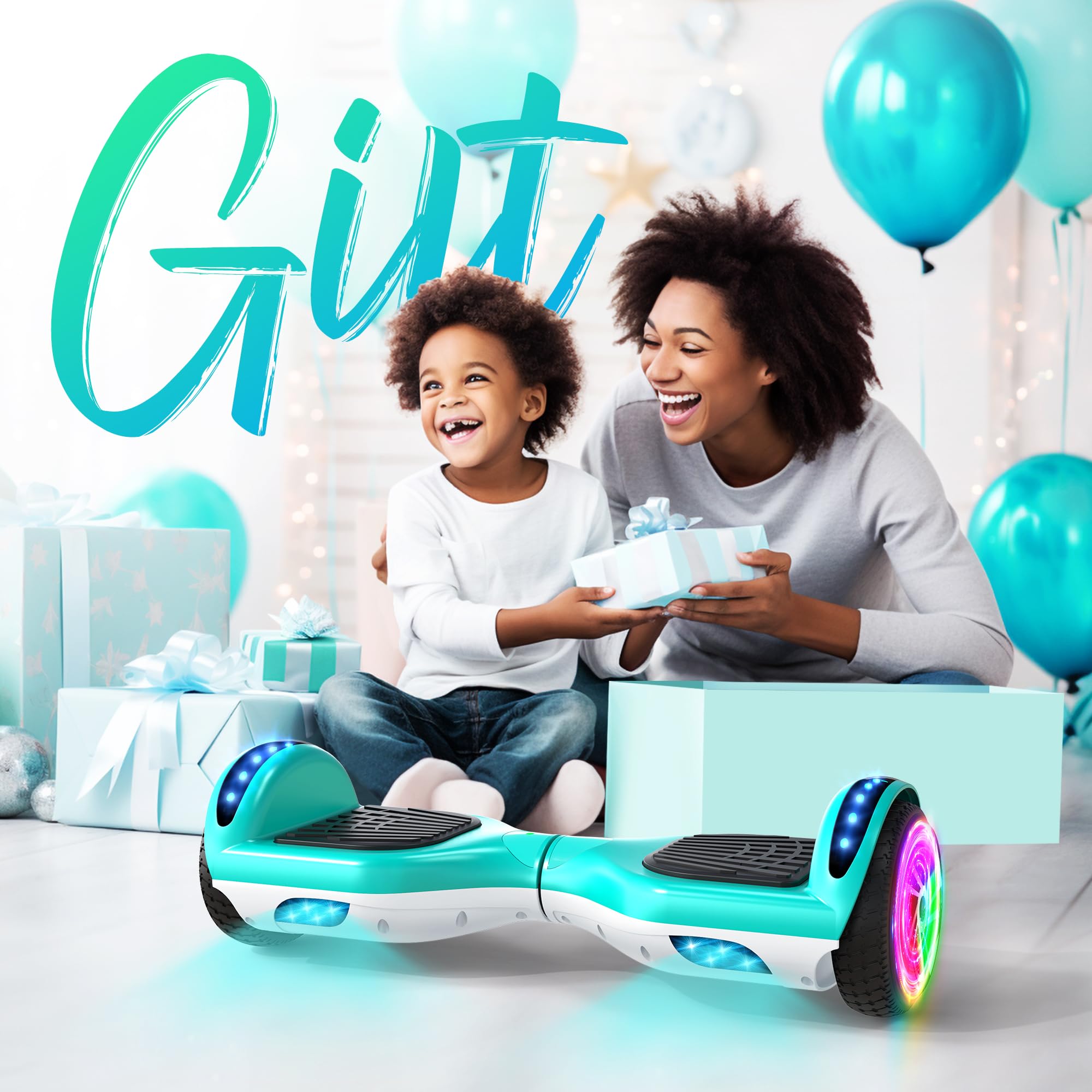 SISIGAD Hoverboard,6.5" Two-Wheel Self-Balancing Hover Board with Bluetooth Speakers and Fashion LED Lights for Kids
