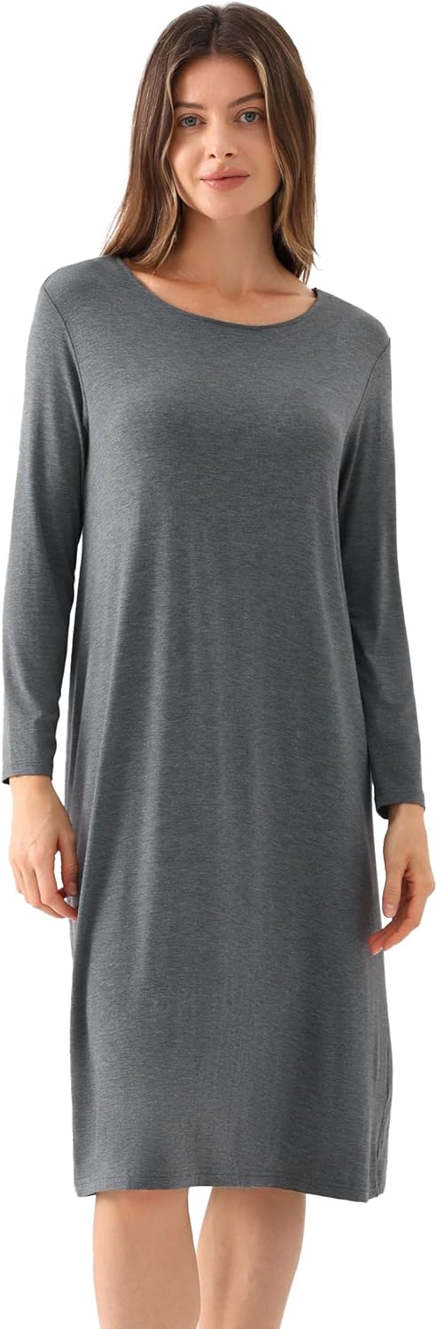 GYS Women's Nightgowns Bamboo Viscose Soft and Comfy Long Sleeve Pajama Dress