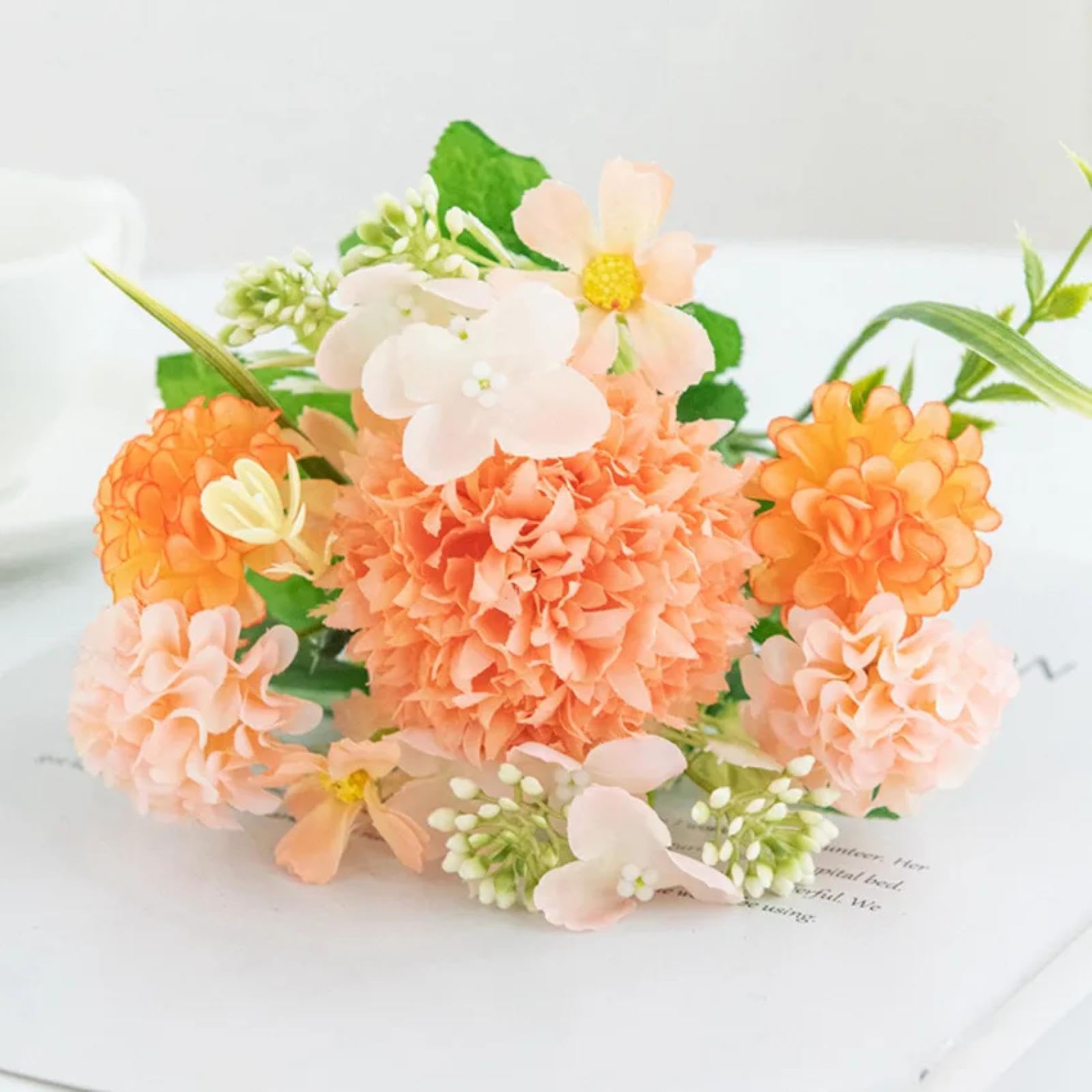 Boules de lilas artificielles en soie orange de prestige pour art de la table et mariage