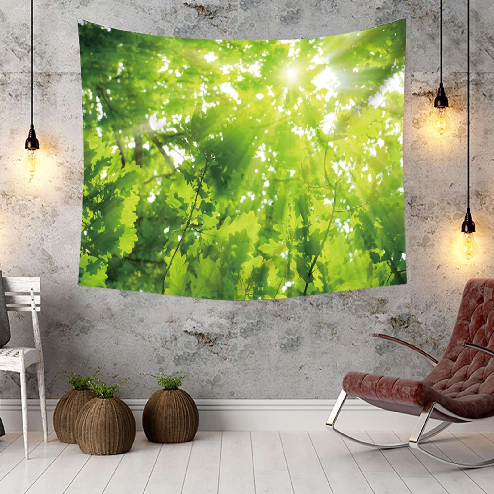 Tapiz de pared para dormitorio, 300 x 256 cm, color verde