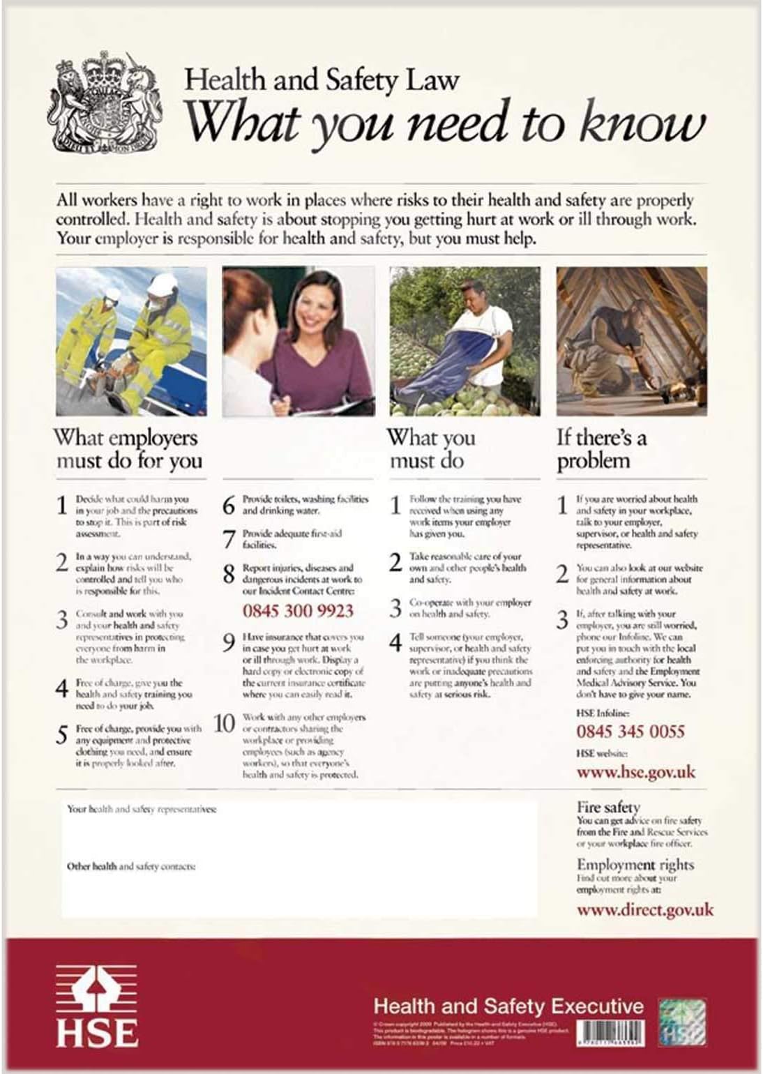 Health and Safety Law: What You Need to Know (HSE Law Poster) - A2