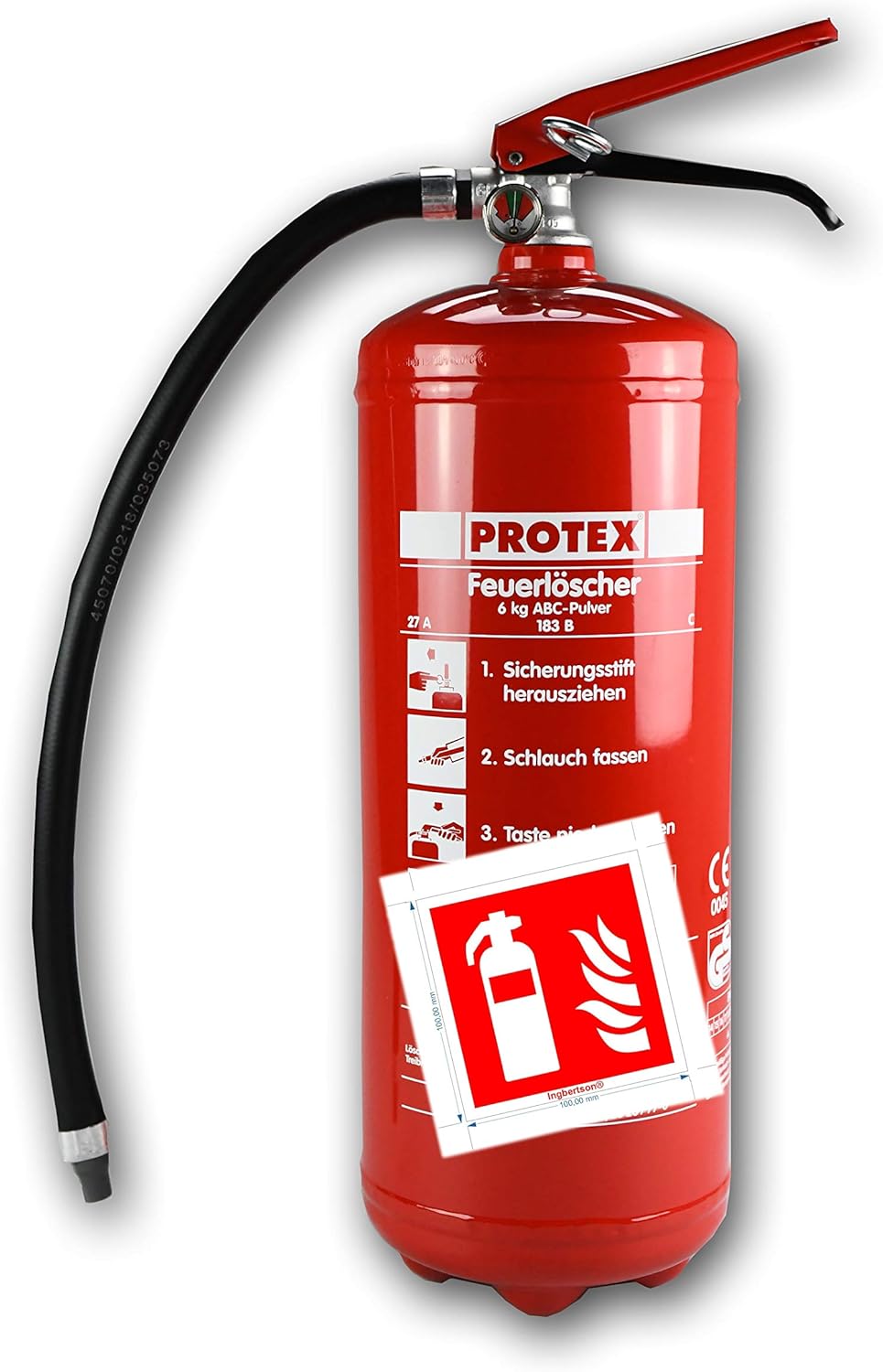 6kg Pulver Feuerlöscher Protex PDE6 Pulverlöscher mit Manometer ...