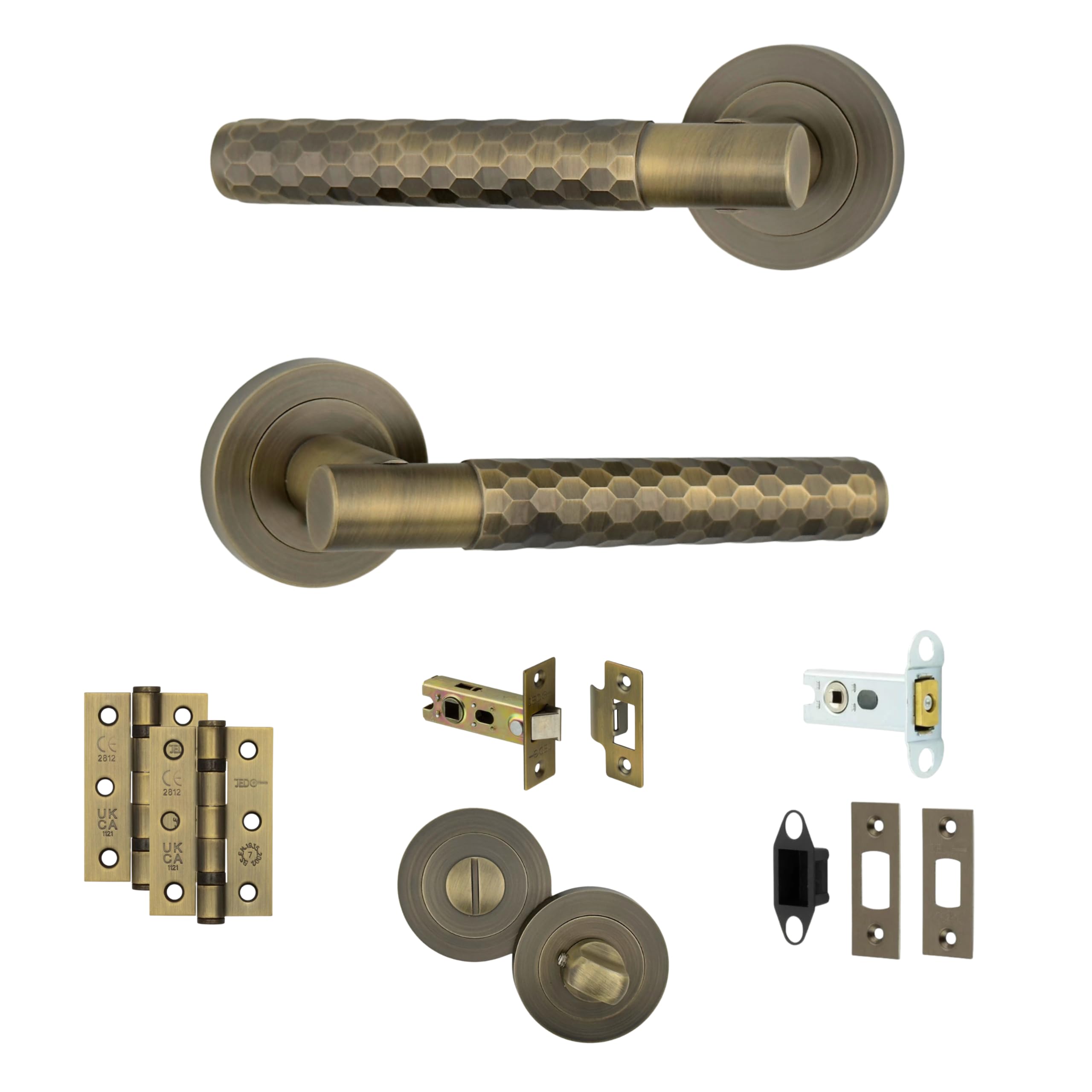 Montana Antique Brass Knurled Bathroom Door Handles On Rose Axs Hardware