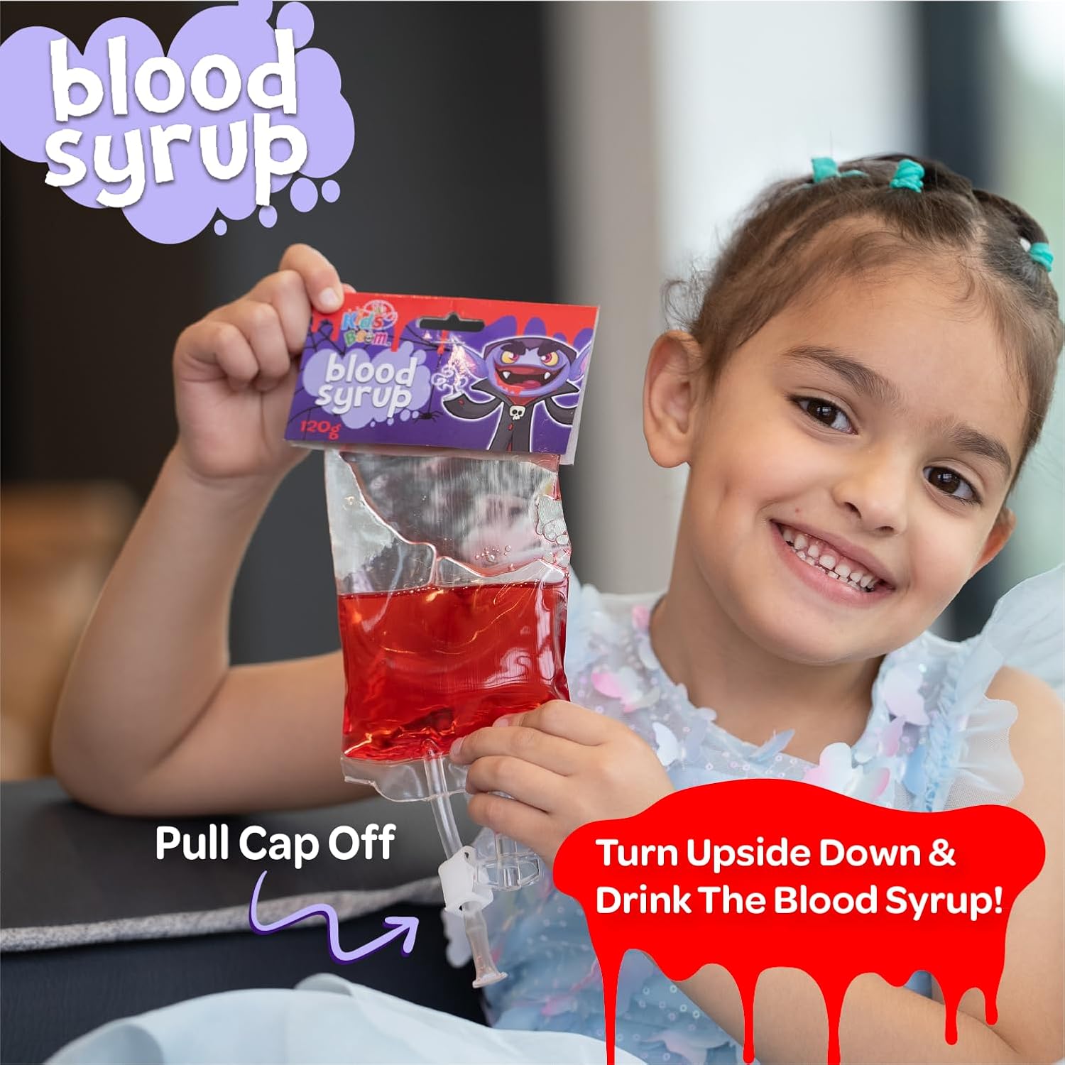 Edible Fake Blood for Drinks - Vampire Accessories- 12 Pack Halloween Blood Bags for Drinks, Spooky Party Decorations & Vampire Decorations
