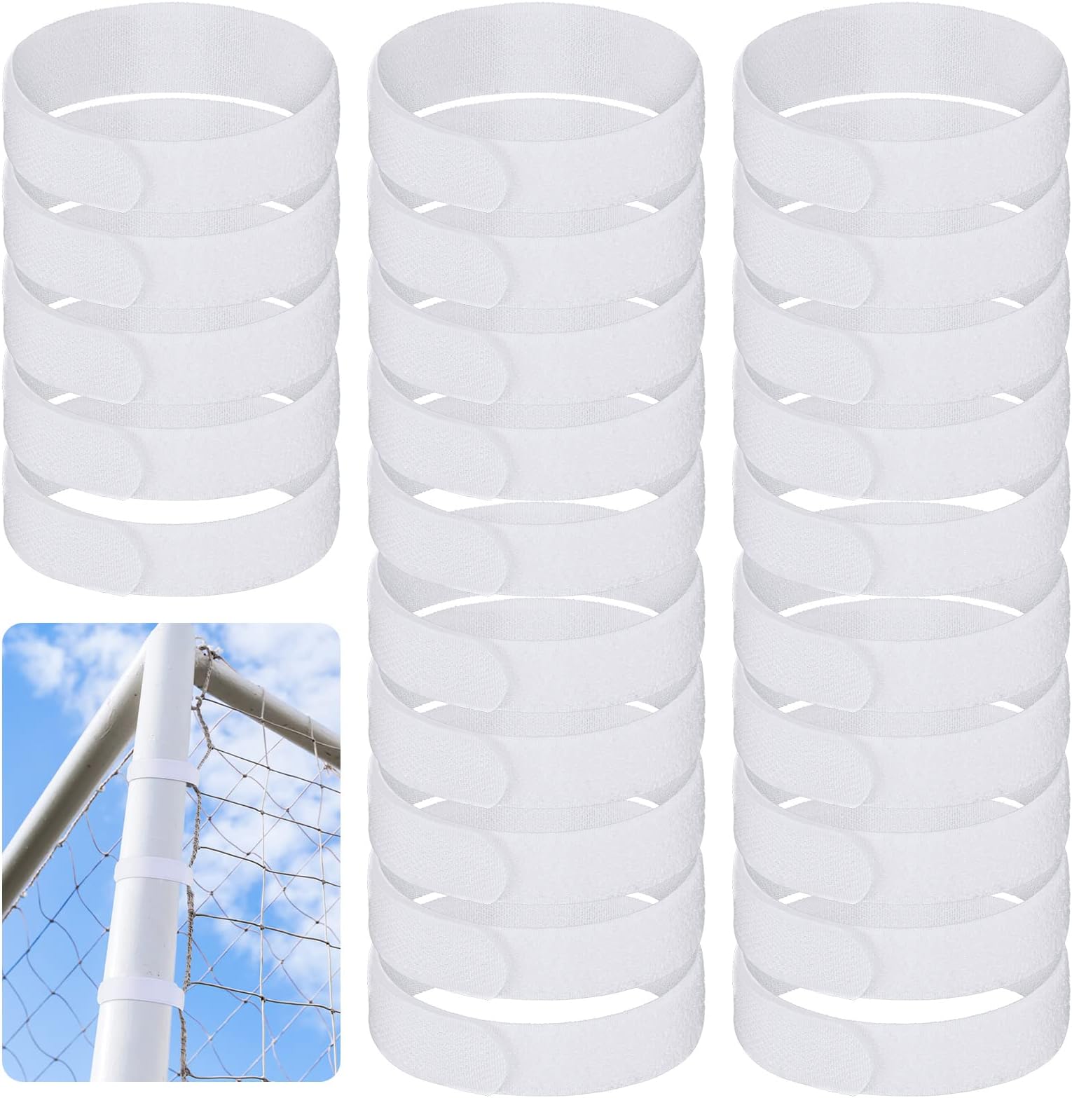 50 Pcs Goal Net Straps Soccer Attachment Straps Trap White for Holding Nets to the Goal Posts for Boys Kids Soccer Training, 14 x 0.8 Inch